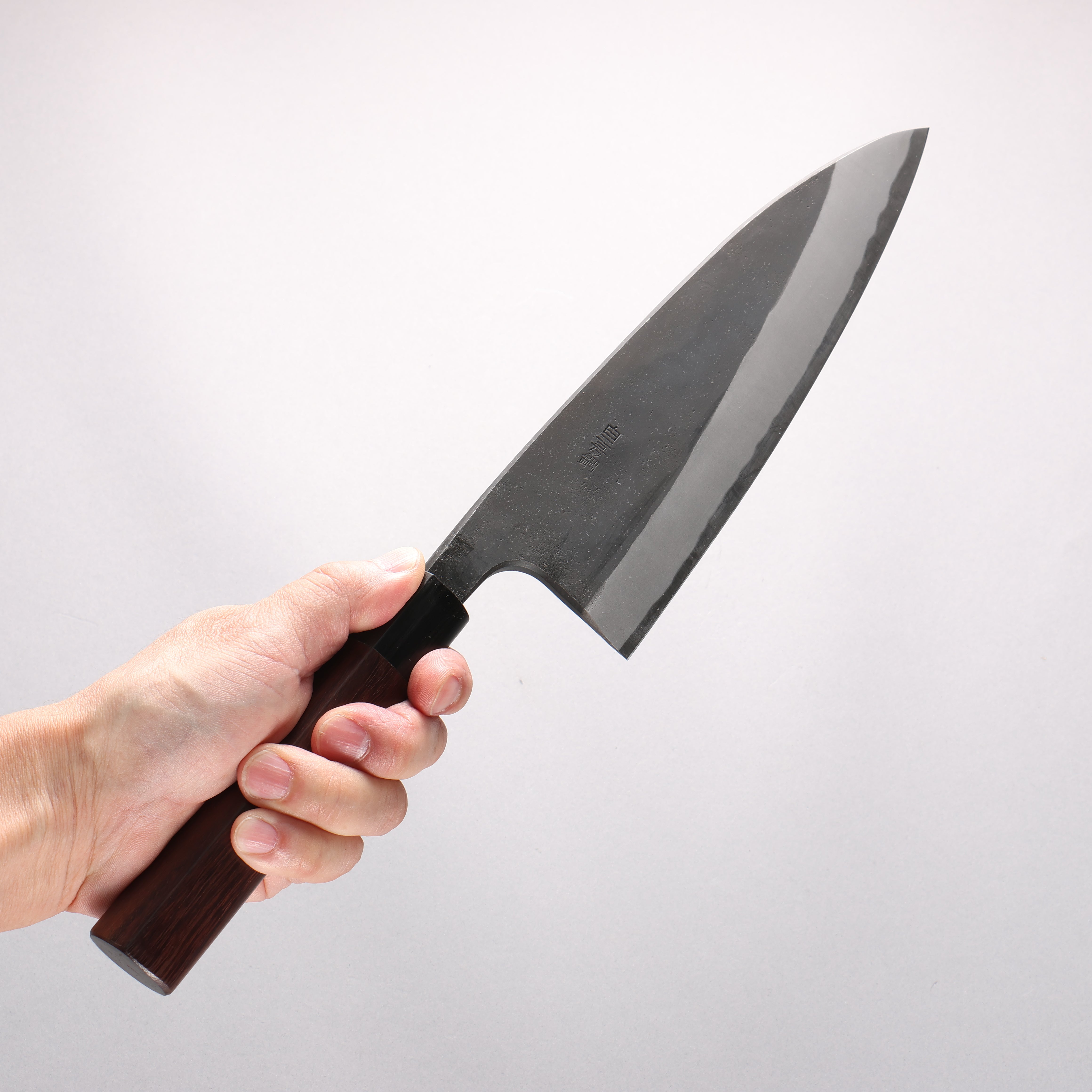 Nao Yamamoto White Steel No.2 Kurouchi Double-sided Deba 210mm Rosewood (Ferrule: Black Pakka Wood) Handle - Japanny - Best Japanese Knife