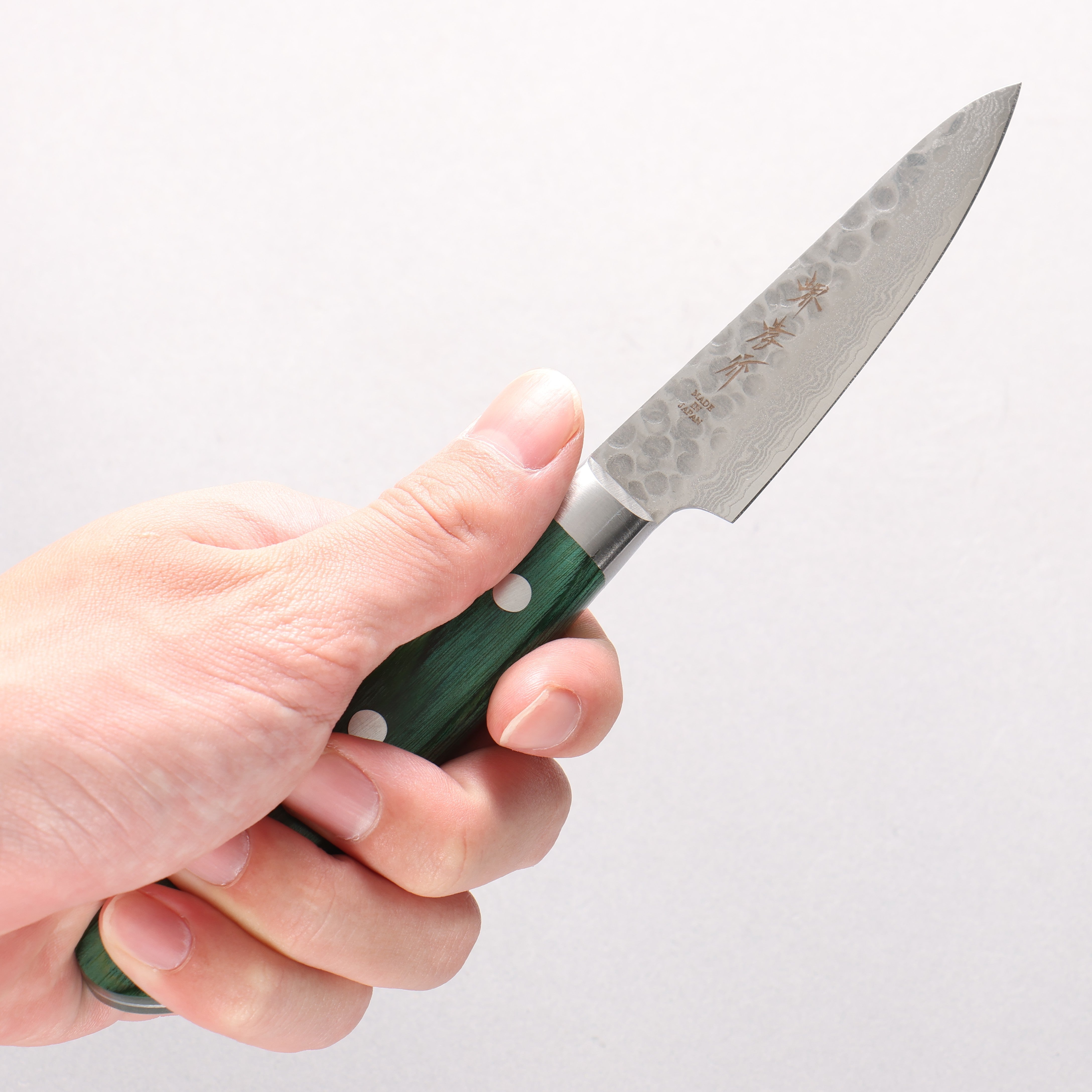 Sakai Takayuki VG10 17 Layer Damascus Petty-Utility 80mm Green Pakka wood Handle - Japanny - Best Japanese Knife