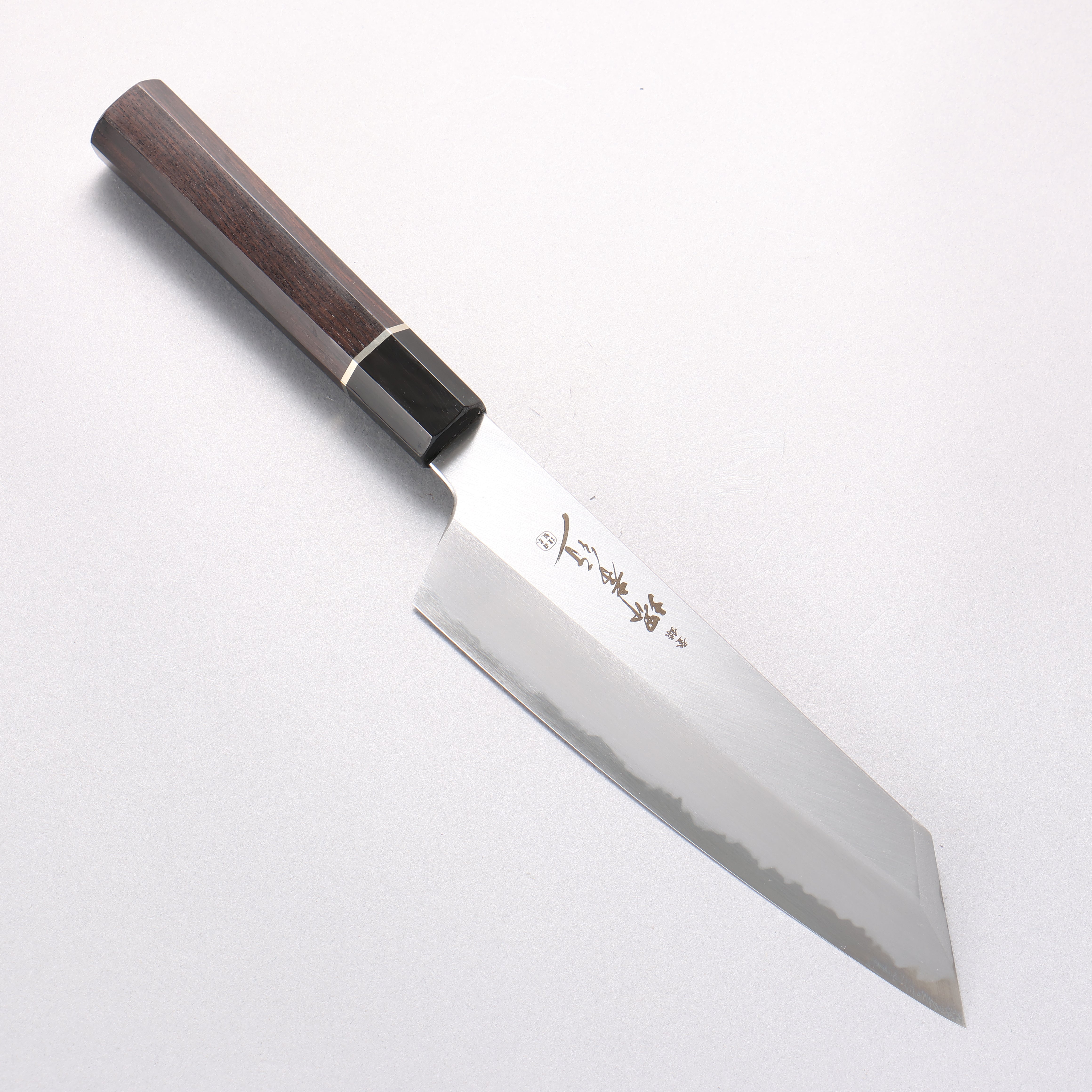 Sakai Takayuki Homura Blue Steel No.2 Kengata Santoku 195mm Ebony Wood Handle - Japanny - Best Japanese Knife