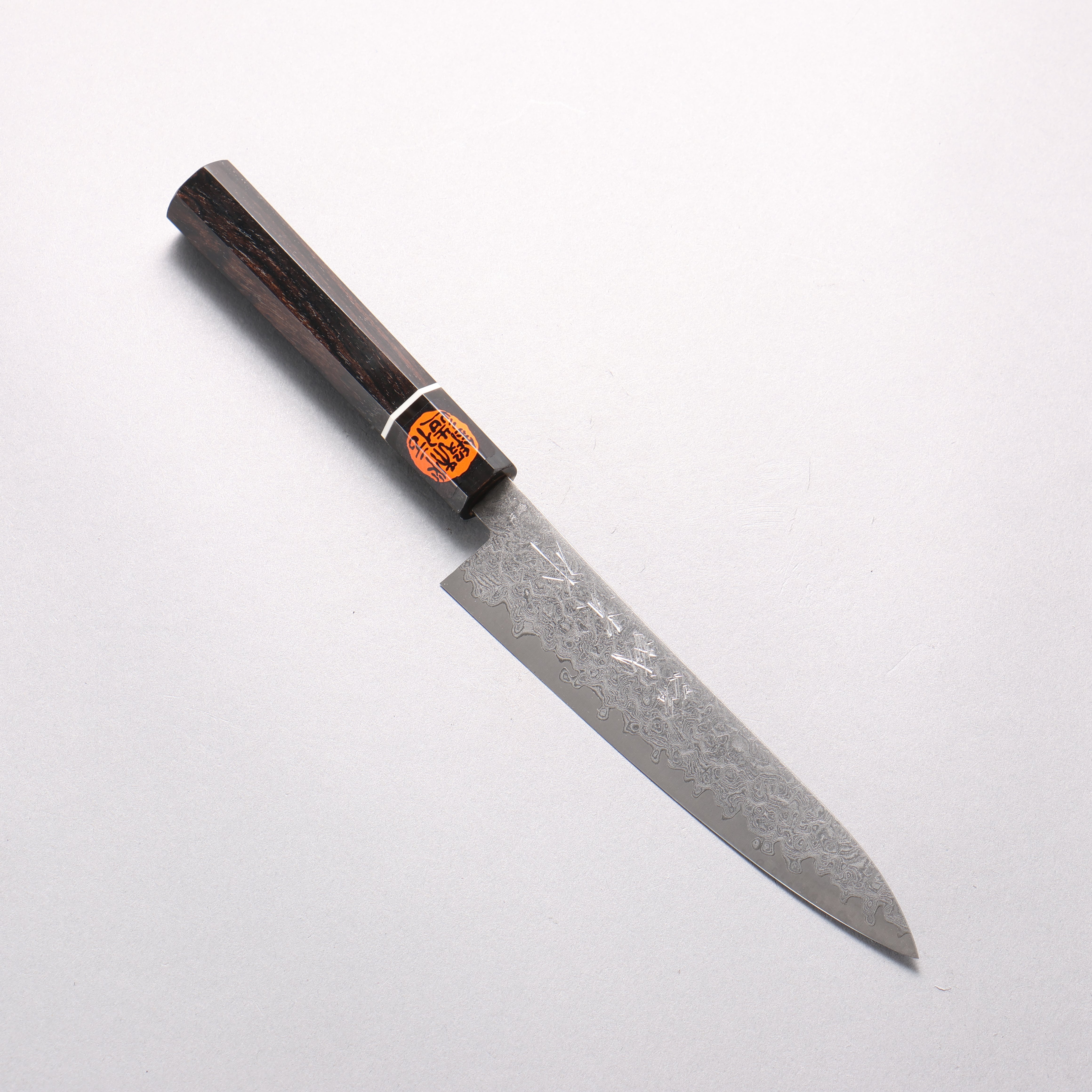 Shigeki Tanaka VG10 Damascus Petty-Utility 150mm Ebony Wood (ferrule: Black Water Buffalo Horn) Handle - Japanny - Best Japanese Knife