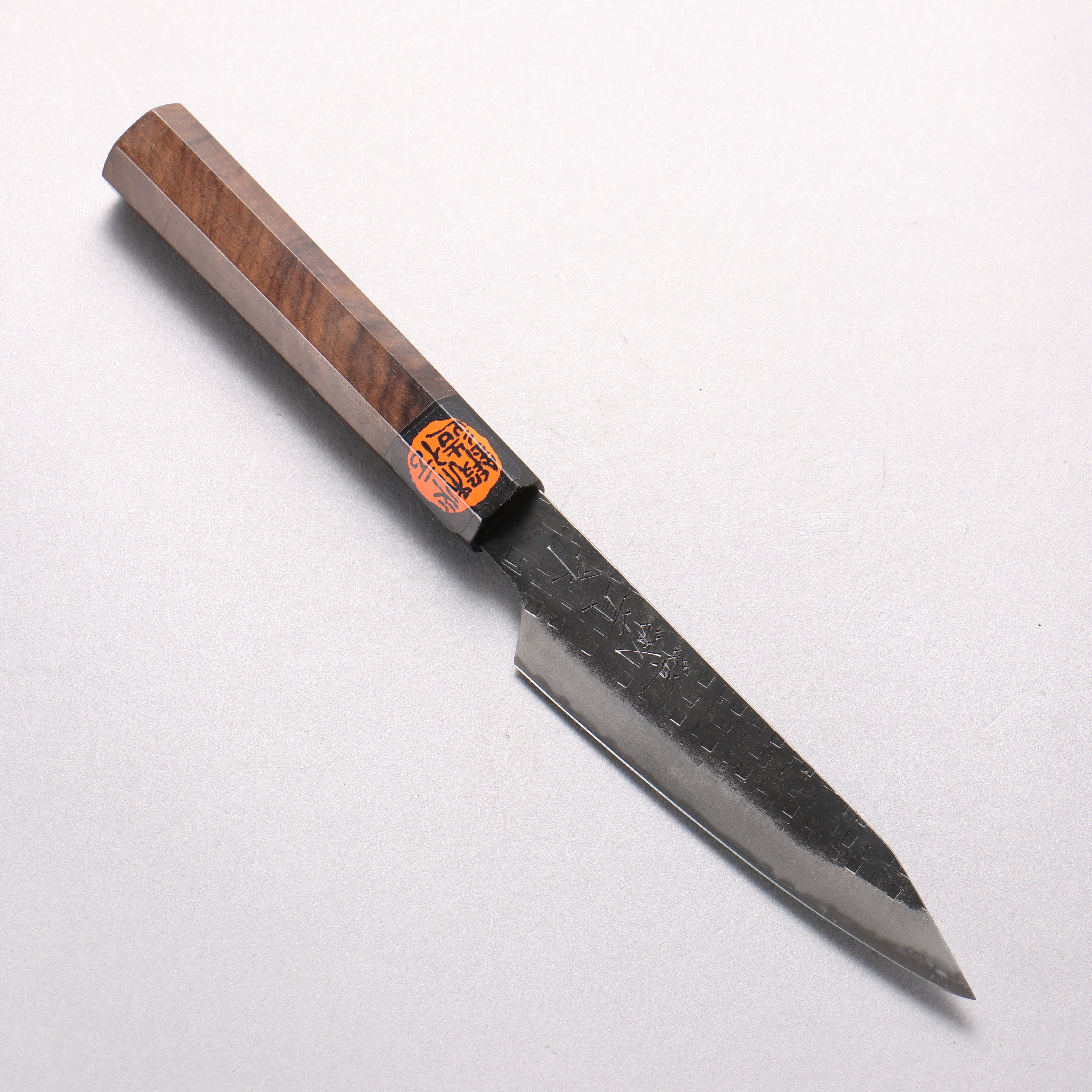 Shigeki Tanaka TEKKA Blue Steel No.2 Kurouchi Hammered(square) Kiritsuke Petty-Utility 120mm Walnut Handle - Japanny - Best Japanese Knife