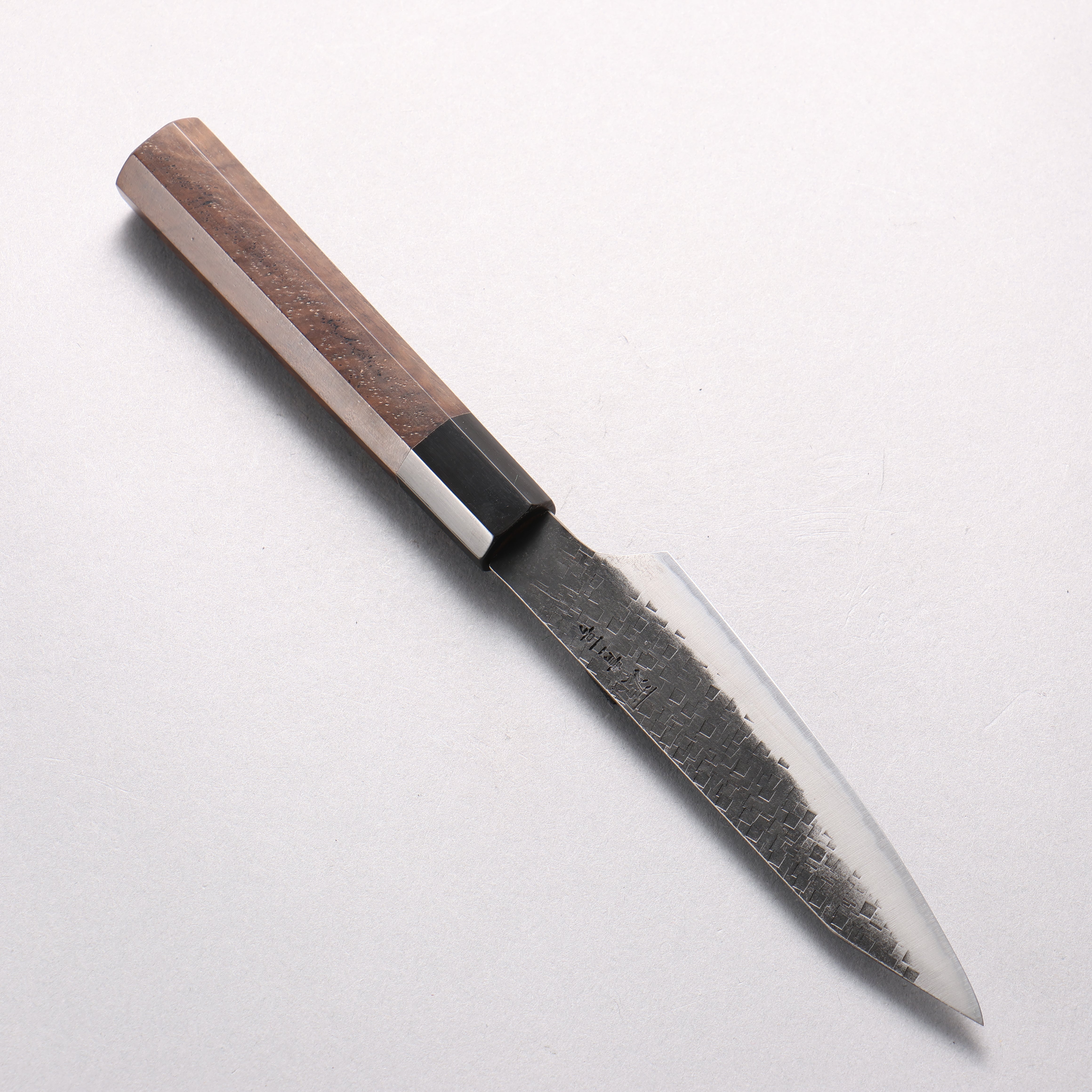 Shigeki Tanaka TEKKA Blue Steel No.2 Kurouchi Hammered(square) Kiritsuke Petty-Utility 120mm Walnut Handle - Japanny - Best Japanese Knife