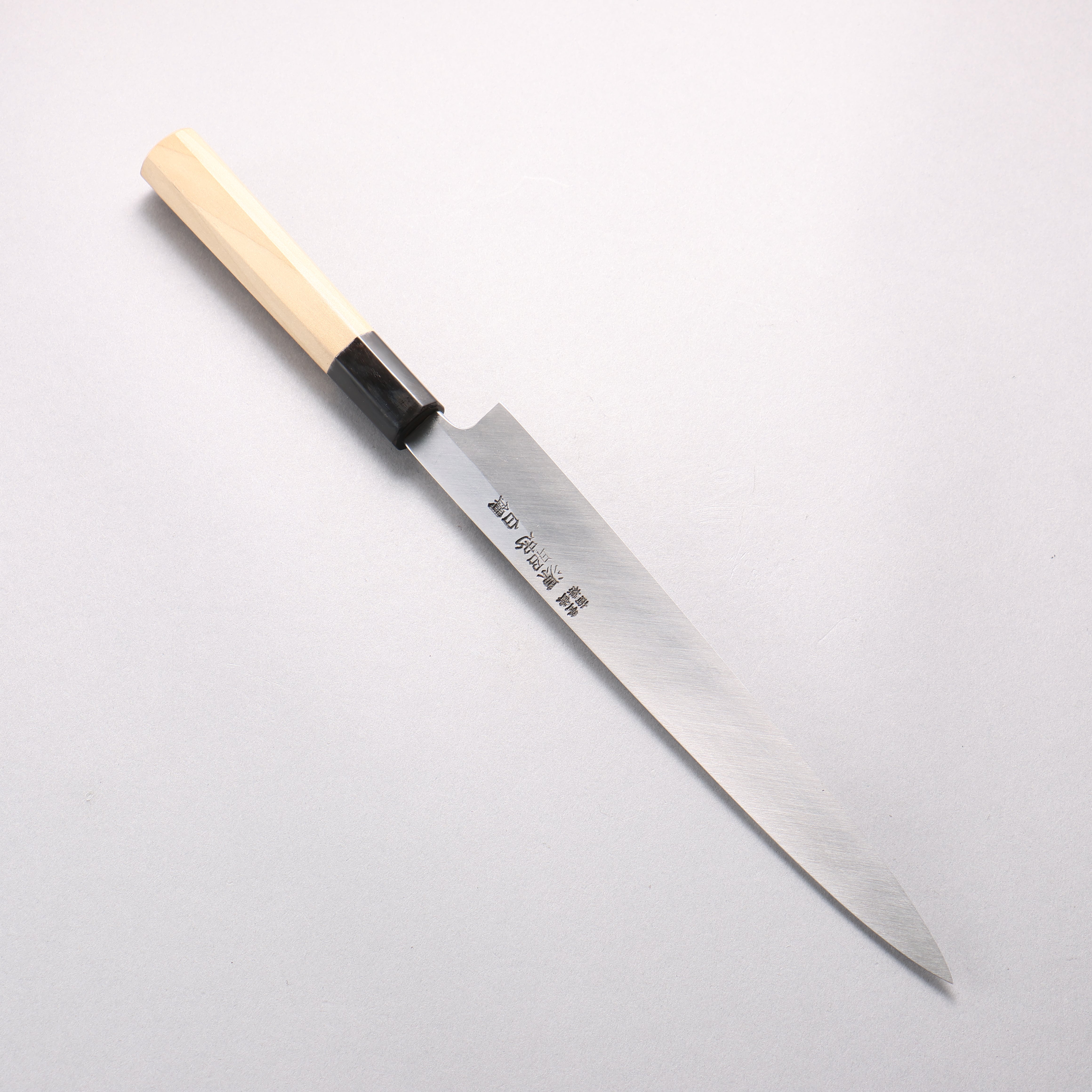 Minamoto Akitada White Steel No.2 Yanagiba 240mm Magnolia (Ferrule: Water Buffalo Horn) Handle - Japanny - Best Japanese Knife