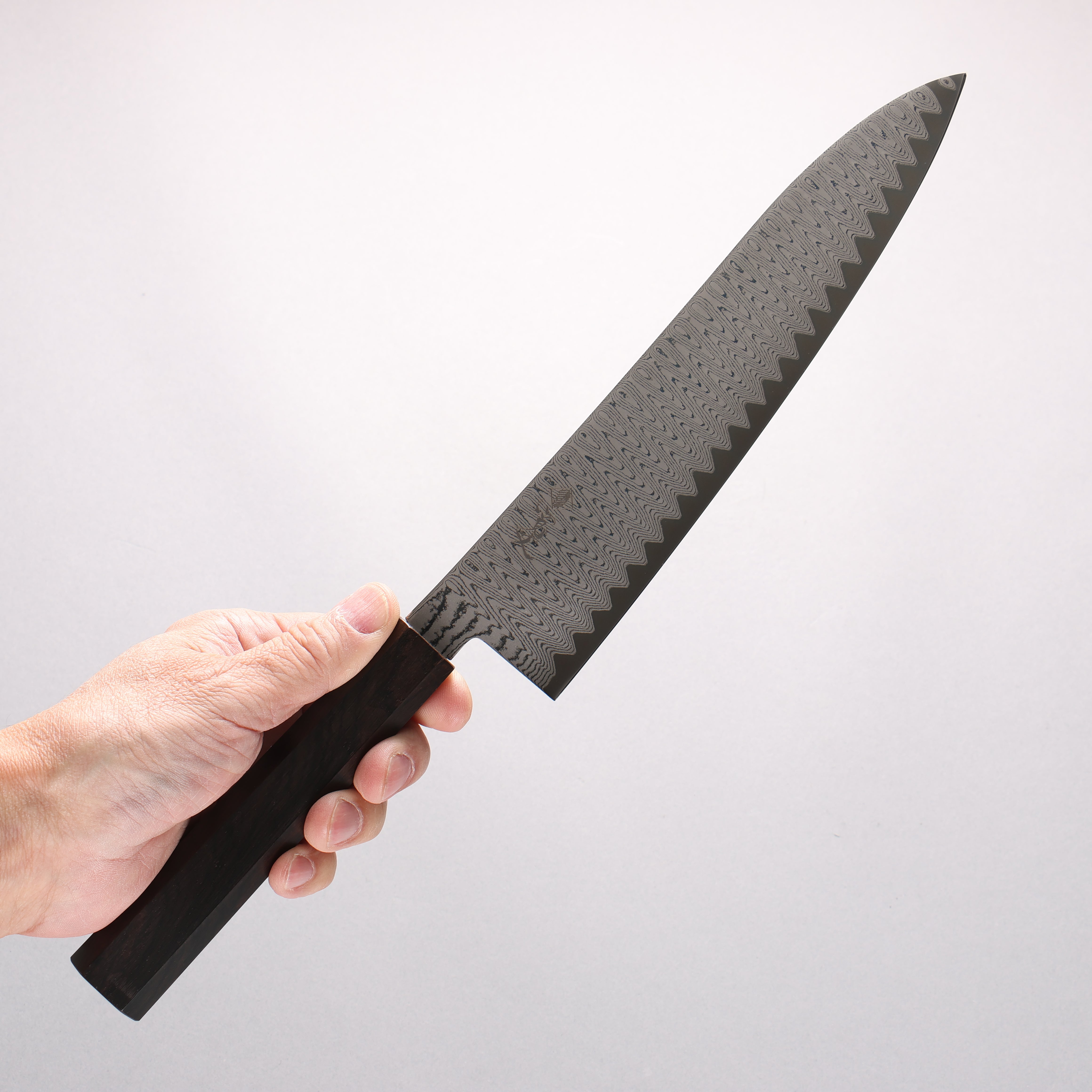 Kanjyo VG10 Damascus Ladder Pattern Gyuto 210mm Ebony Wood Handle - Japanny - Best Japanese Knife