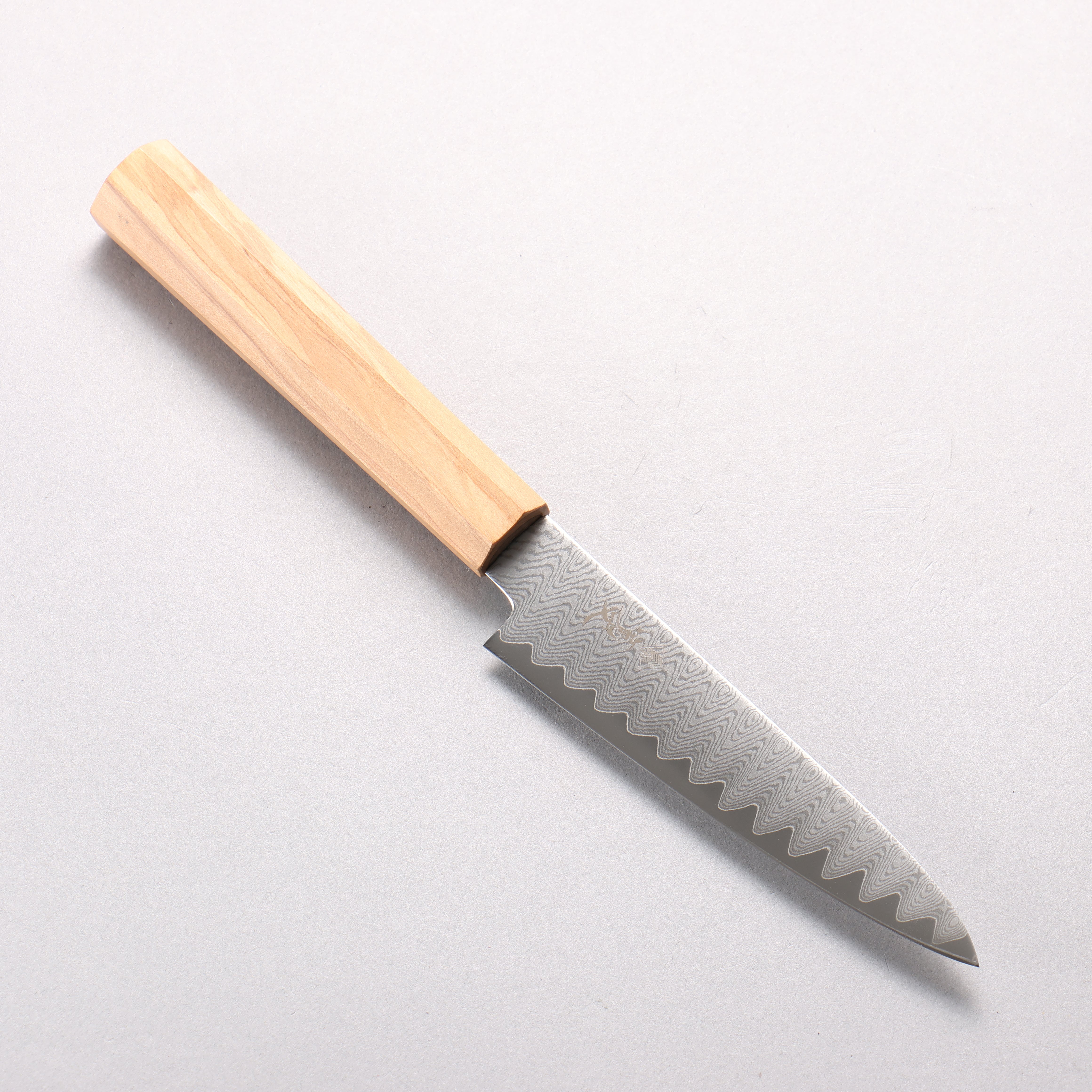 Kanjyo VG10 Damascus Ladder Pattern Petty-Utility 120mm Olive tree Handle - Japanny - Best Japanese Knife