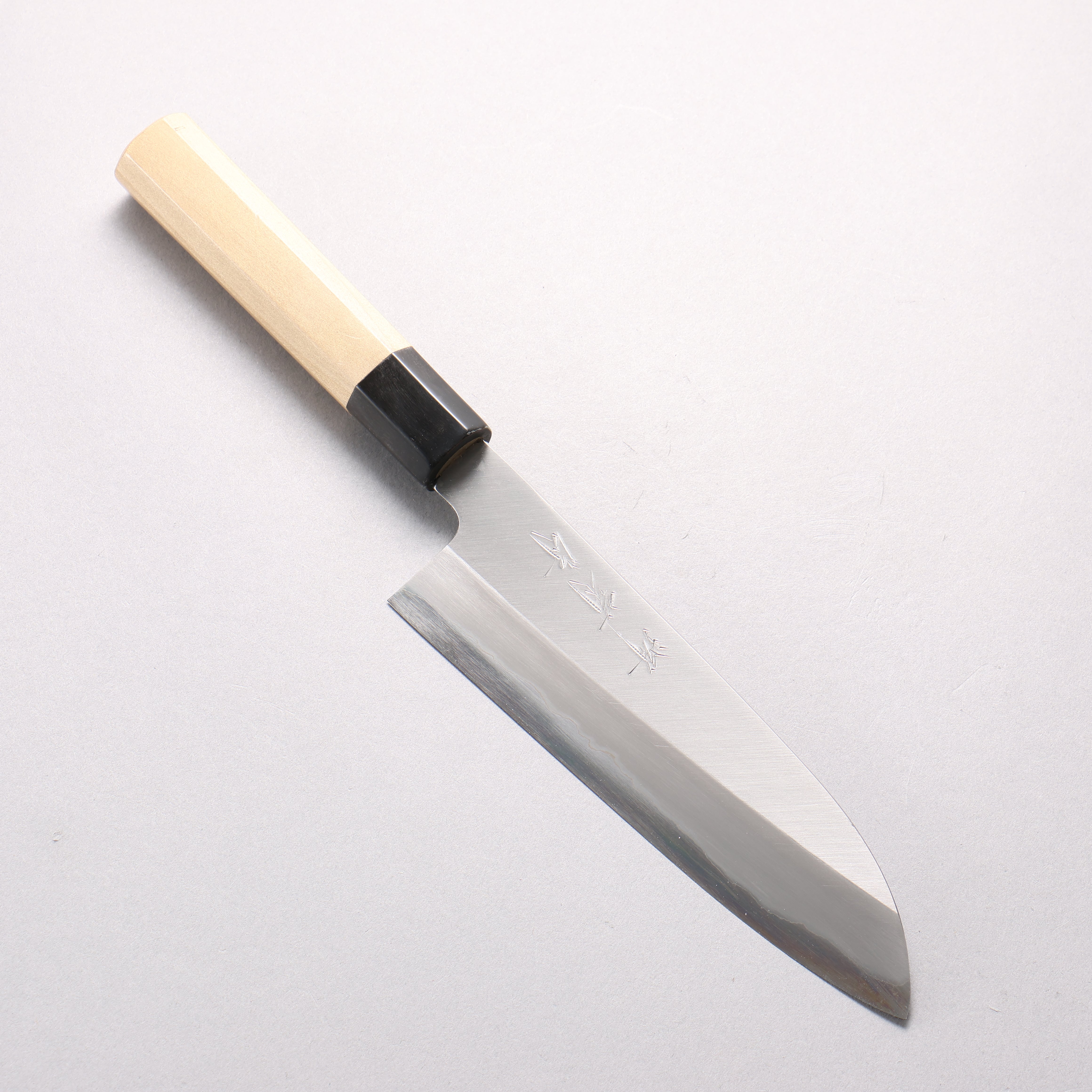 Sakai Kikumori White Steel No.1 Santoku 180mm Magnolia (Ferrule: Water Buffalo Horn) Handle - Japanny - Best Japanese Knife