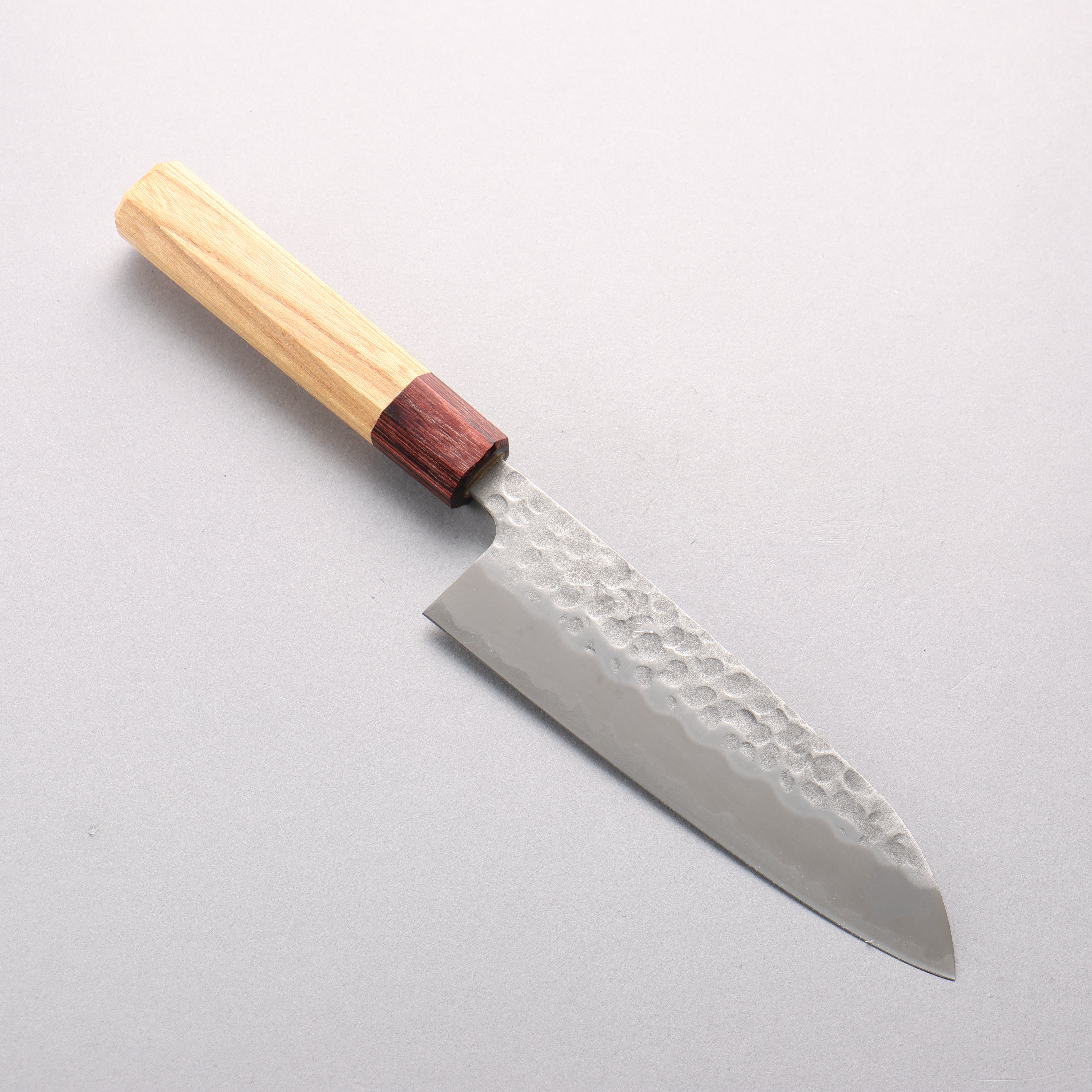 Oul White Steel No.2 Hammered Santoku 165mm Keyaki (Japanese Elm) Handle - Japanny - Best Japanese Knife