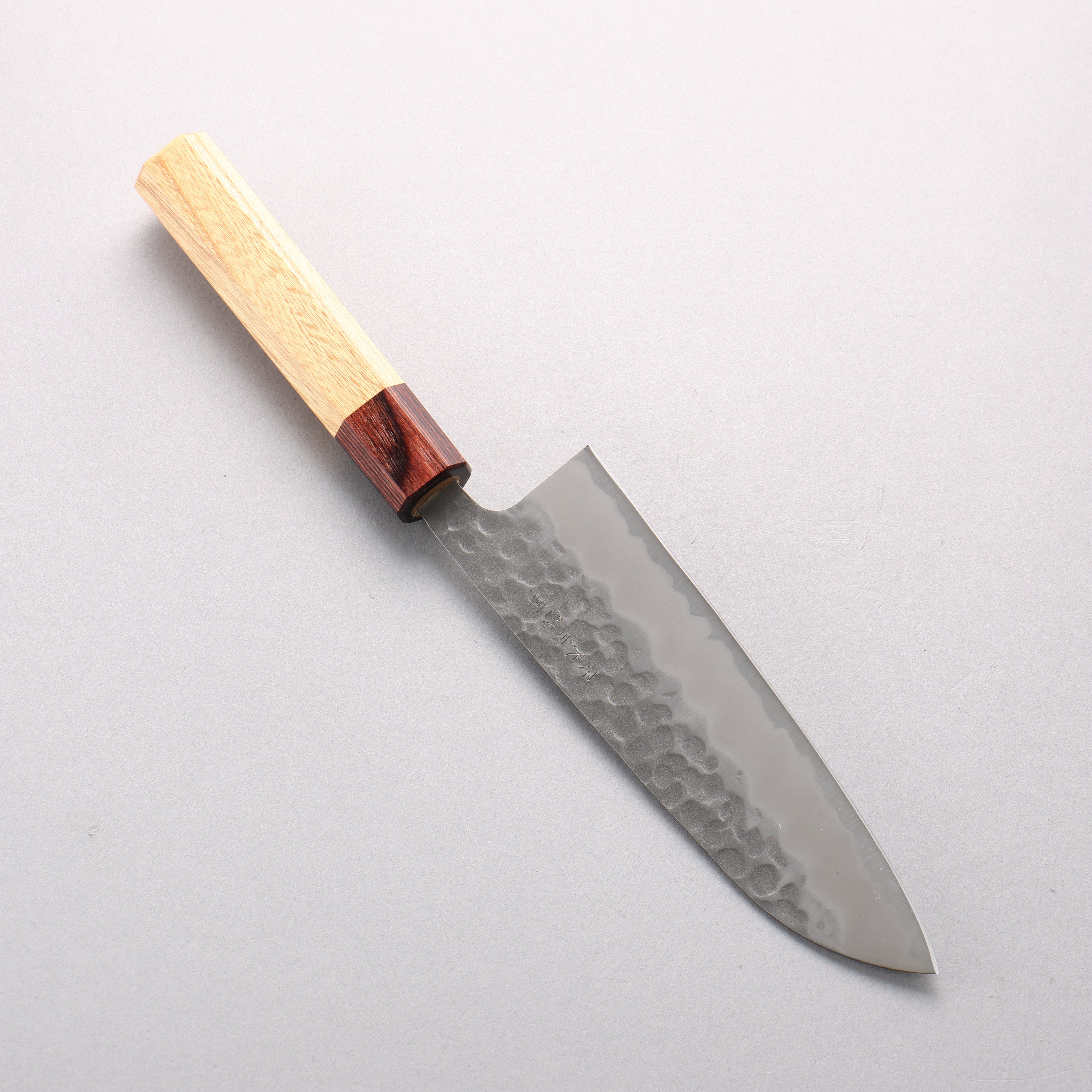 Oul White Steel No.2 Hammered Santoku 165mm Keyaki (Japanese Elm) Handle - Japanny - Best Japanese Knife