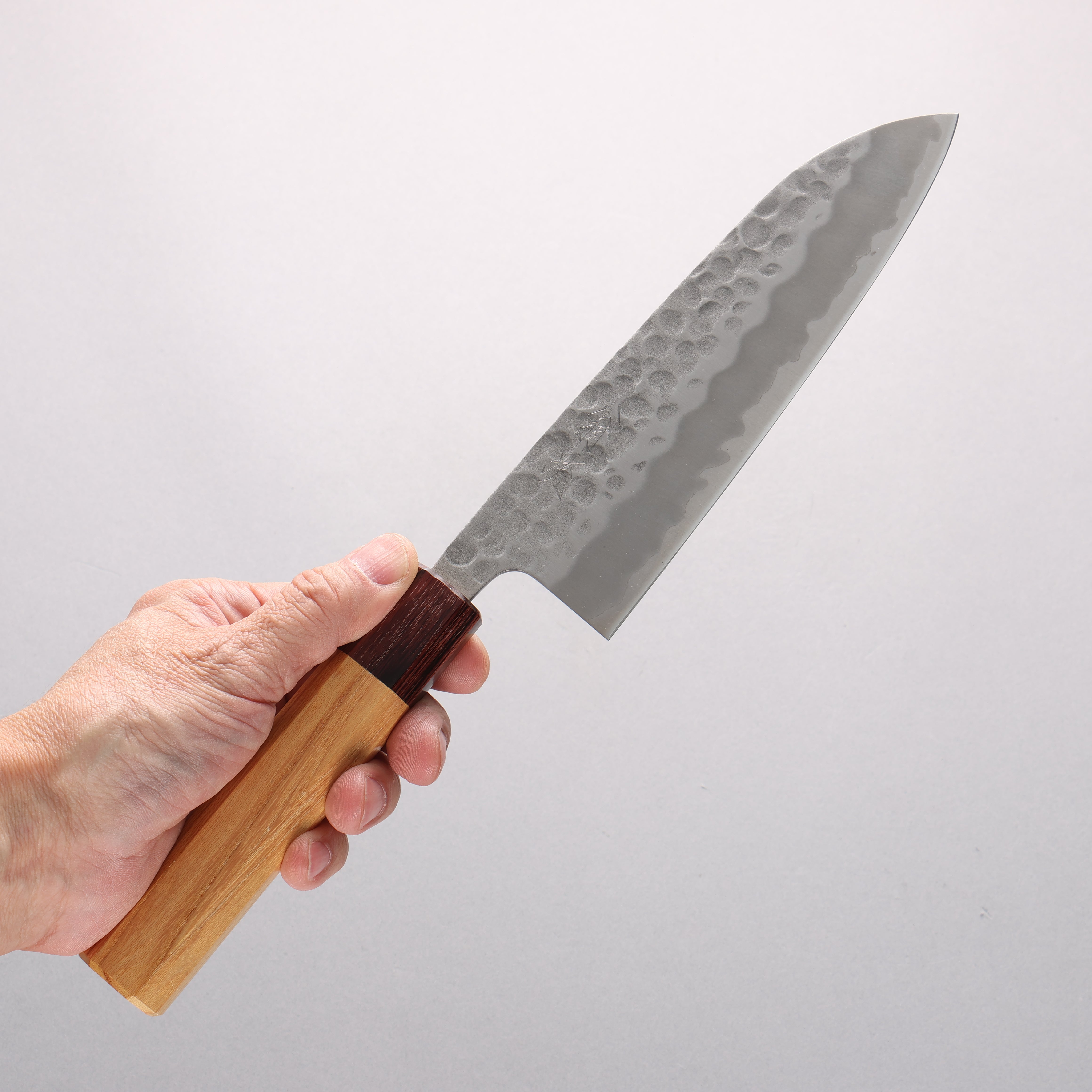 Oul White Steel No.2 Hammered Santoku 165mm Keyaki (Japanese Elm) Handle - Japanny - Best Japanese Knife