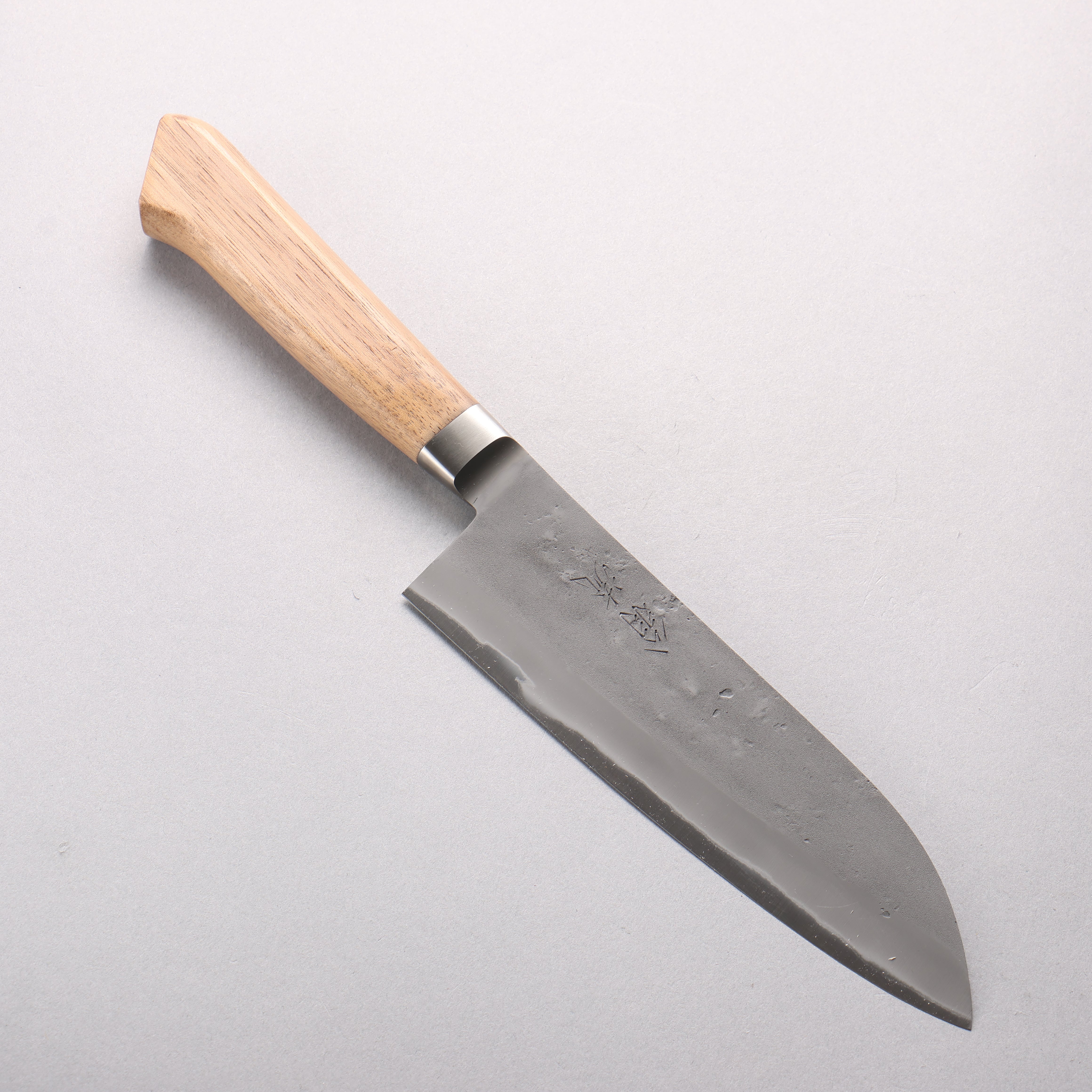 Oul Blue Steel Nashiji Santoku 170mm Walnut Handle SN-03 - Japanny - Best Japanese Knife