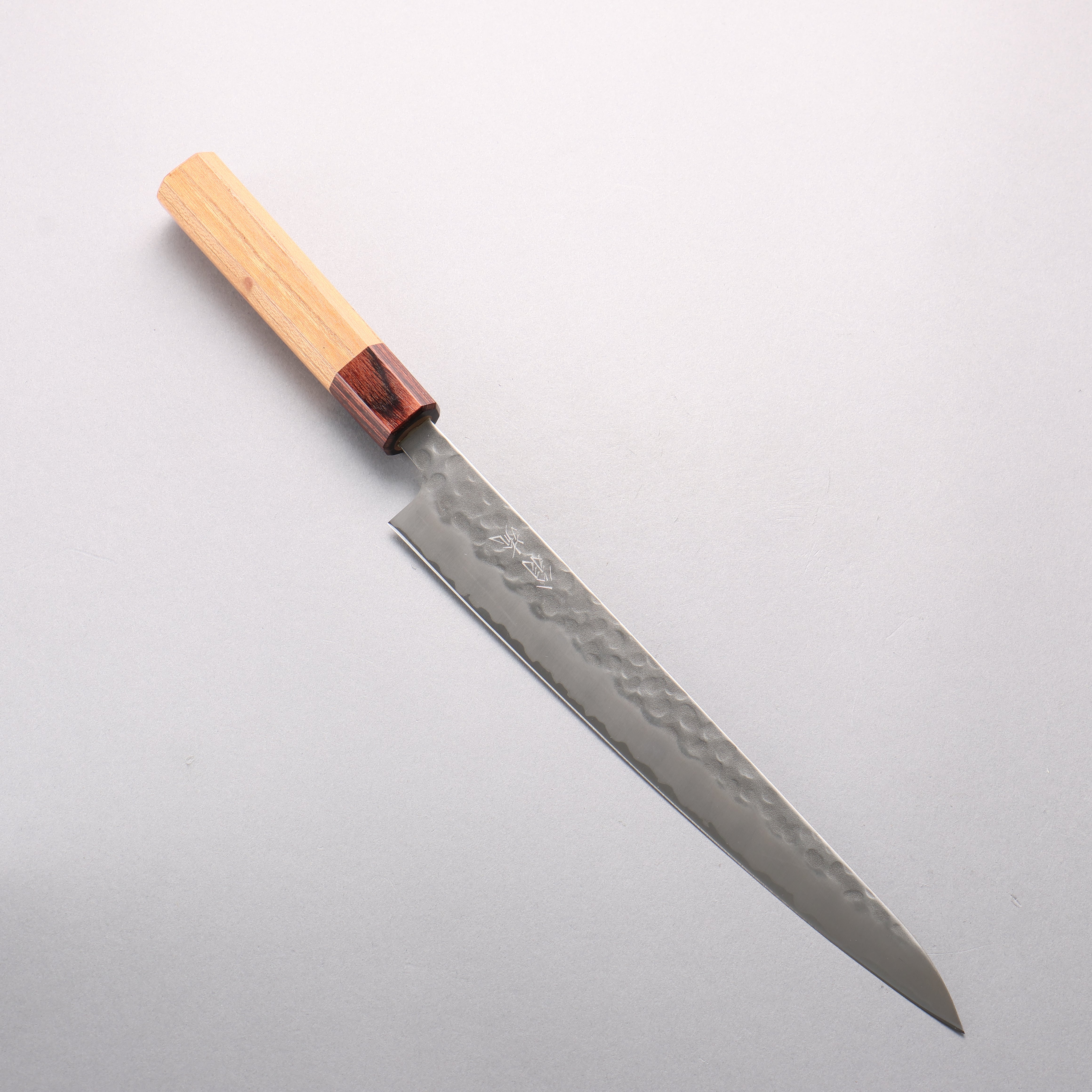 Oul White Steel No.2 Hammered Sujihiki 240mm Keyaki (Japanese Elm) Handle - Japanny - Best Japanese Knife