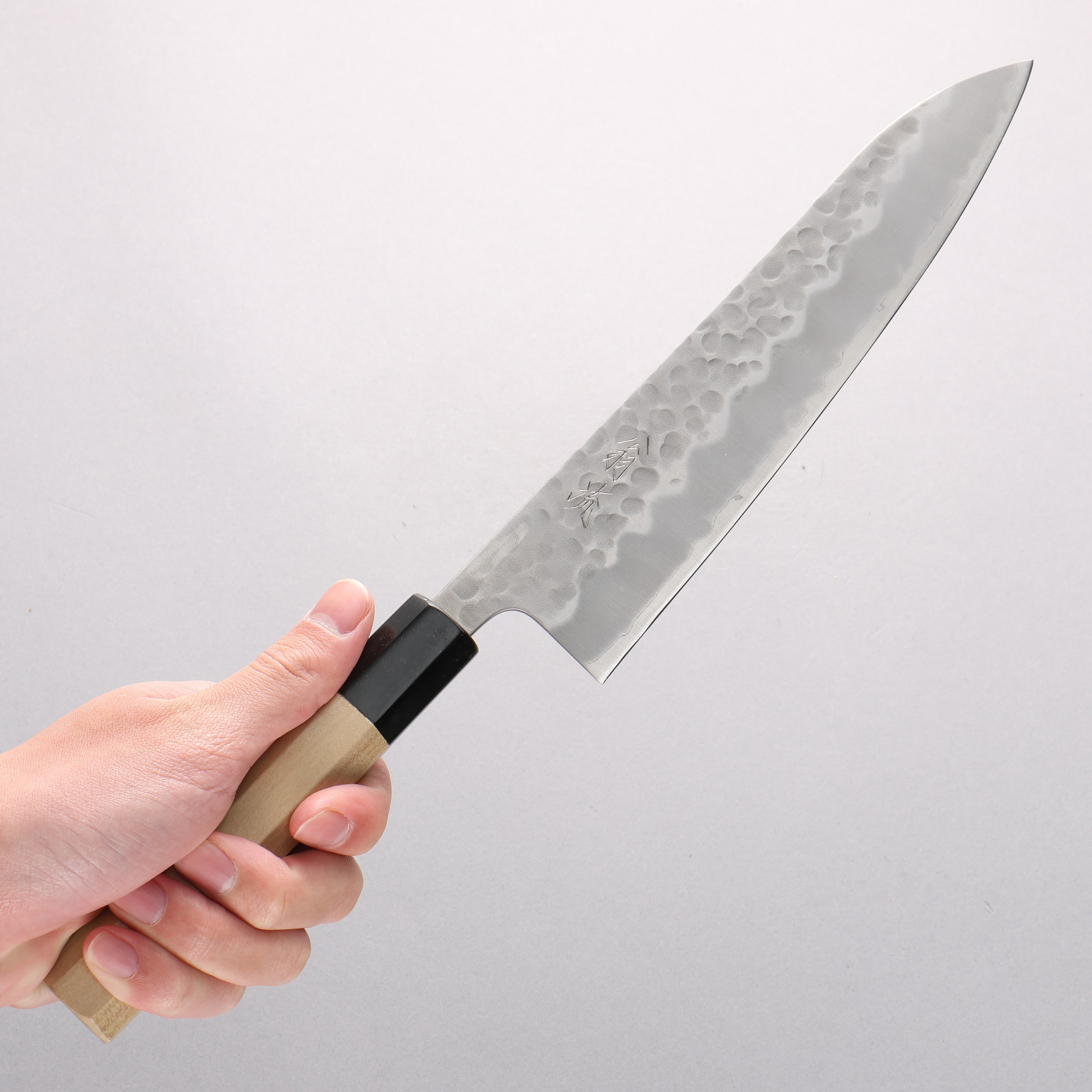 Oul White Steel No.2 Hammered Gyuto 210mm Magnolia Handle - Japanny - Best Japanese Knife
