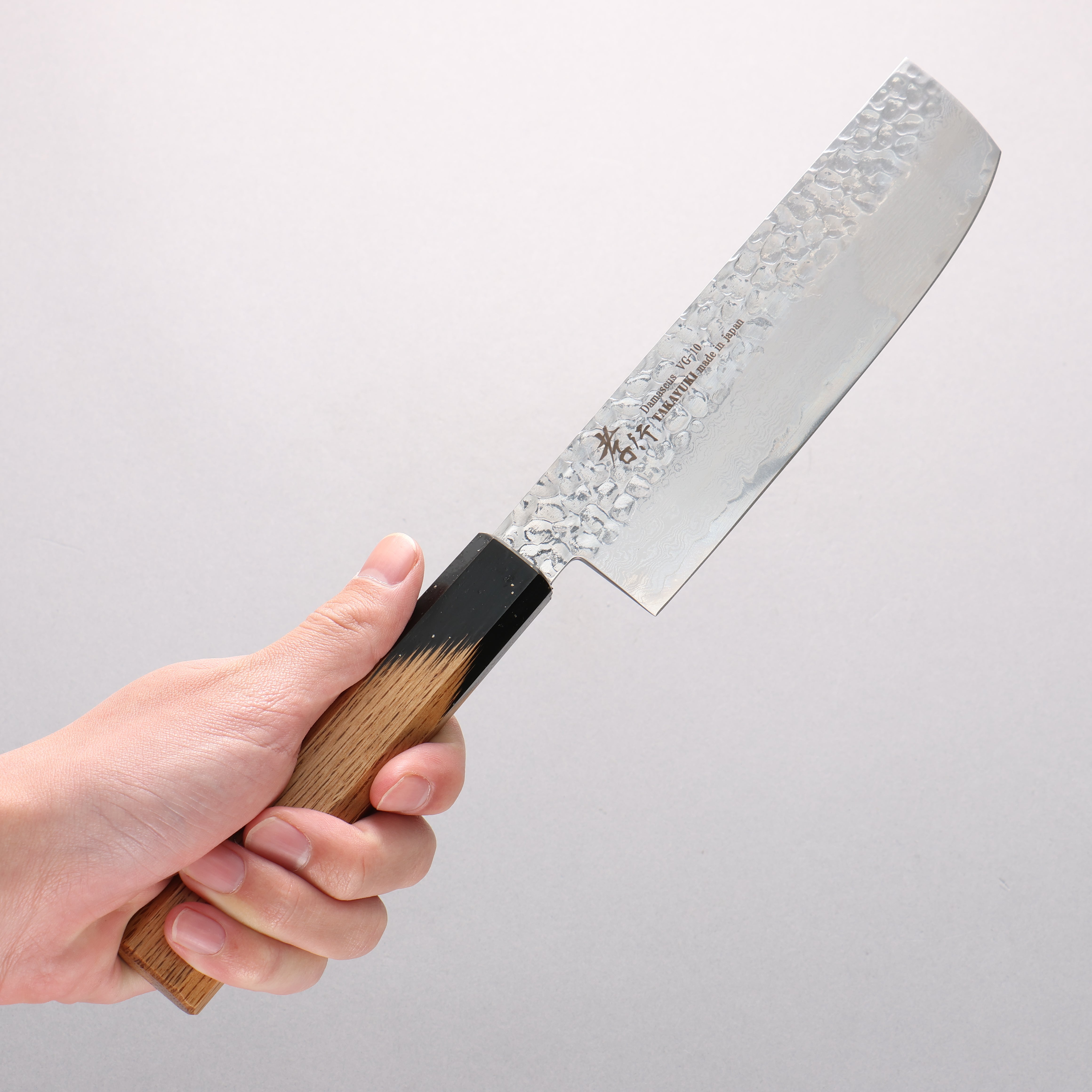 Sakai Takayuki VG10 33 Layer Damascus Nakiri 160mm Live oak Lacquered (Kokushin) Handle - Japanny - Best Japanese Knife