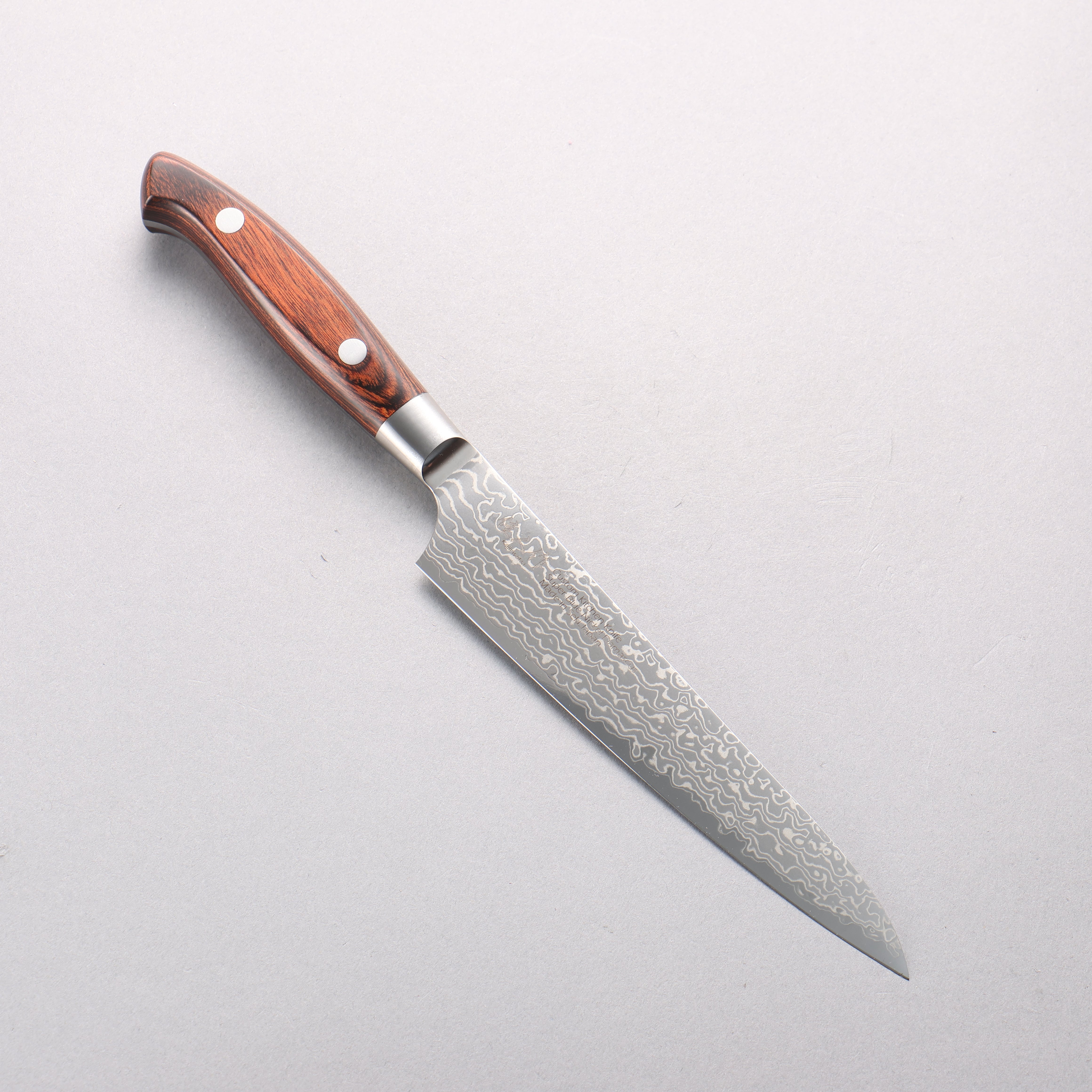 Kajin Blue Super Damascus Petty-Utility 150mm Mahogany Handle - Japanny - Best Japanese Knife