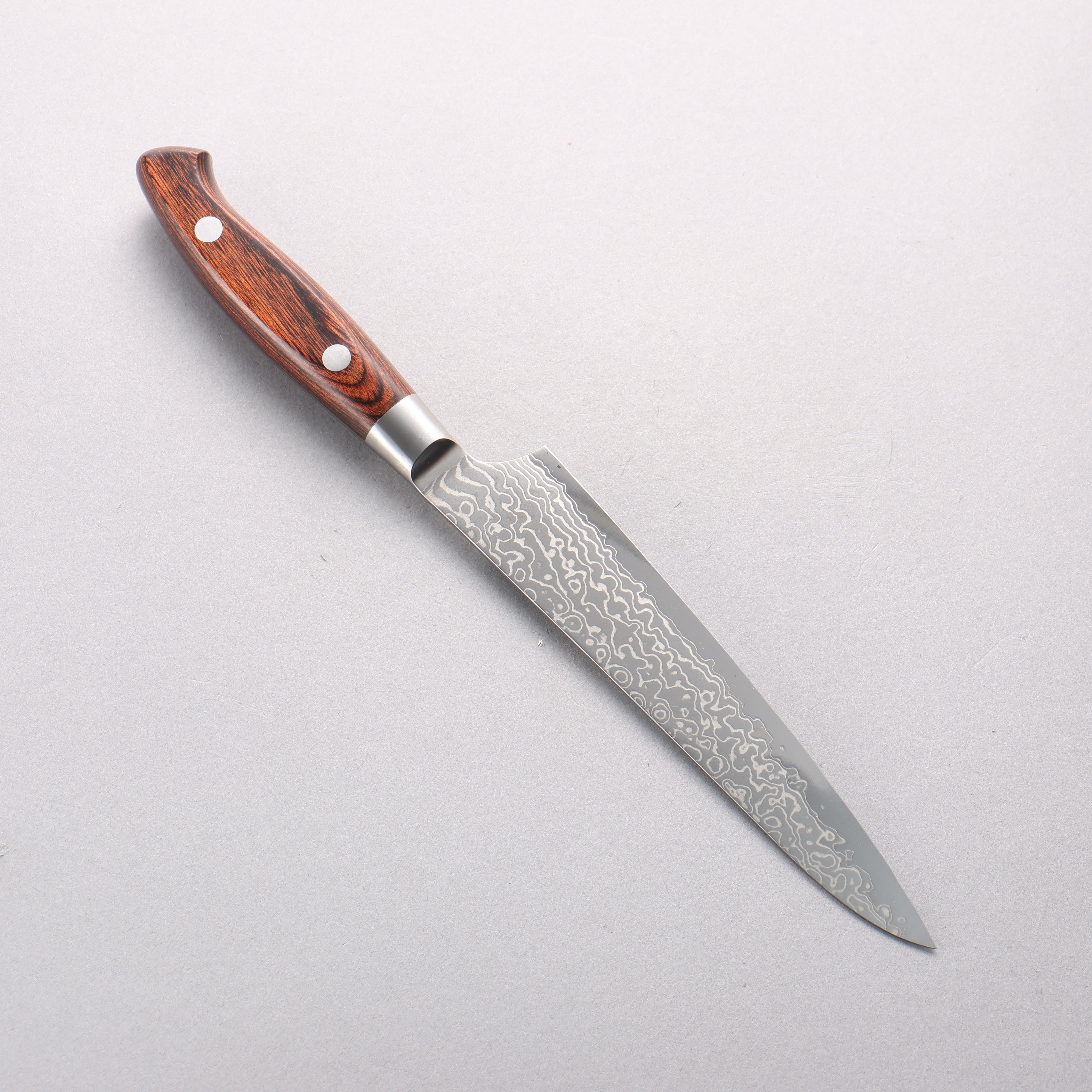 Kajin Blue Super Damascus Petty-Utility 150mm Mahogany Handle - Japanny - Best Japanese Knife