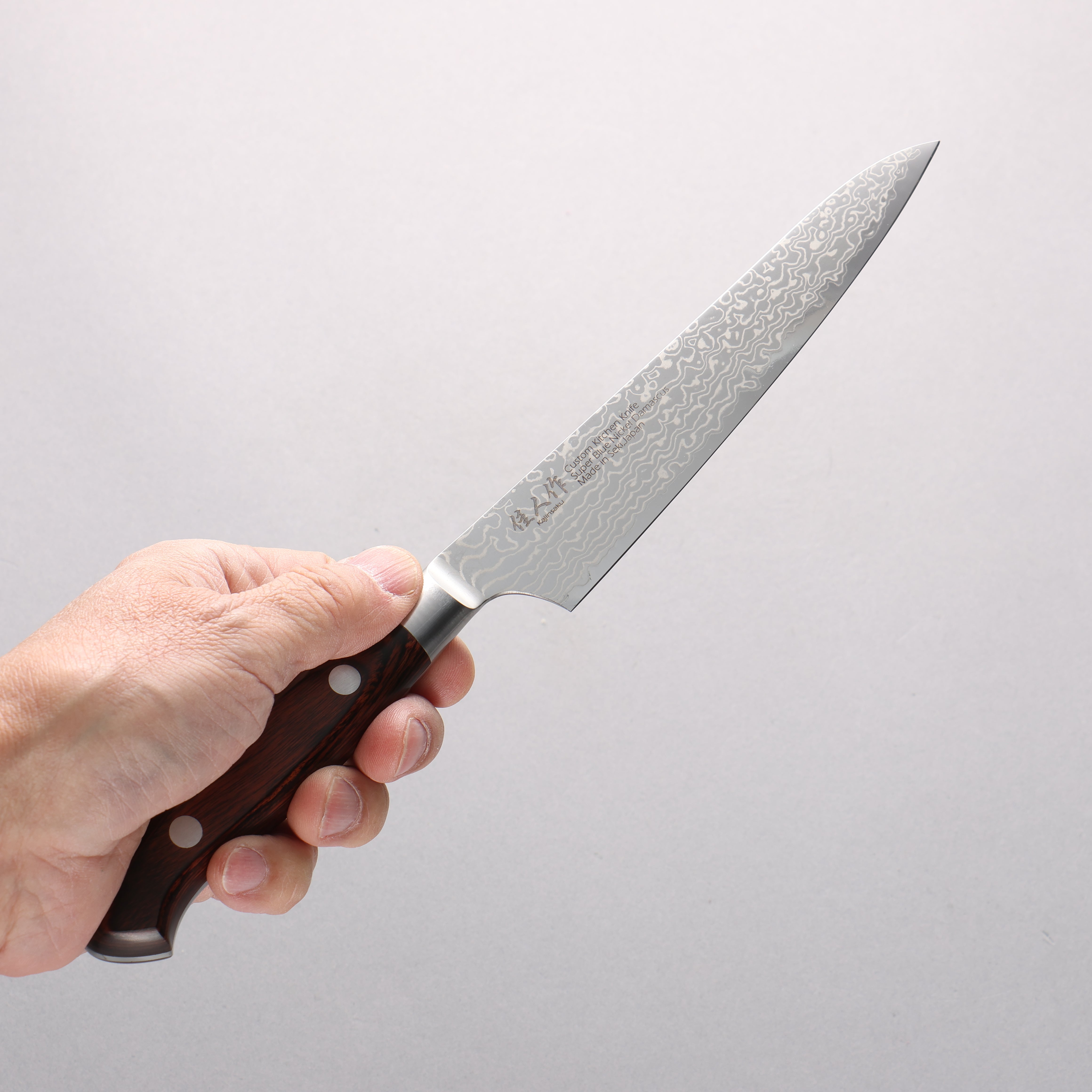 Kajin Blue Super Damascus Petty-Utility 150mm Mahogany Handle - Japanny - Best Japanese Knife