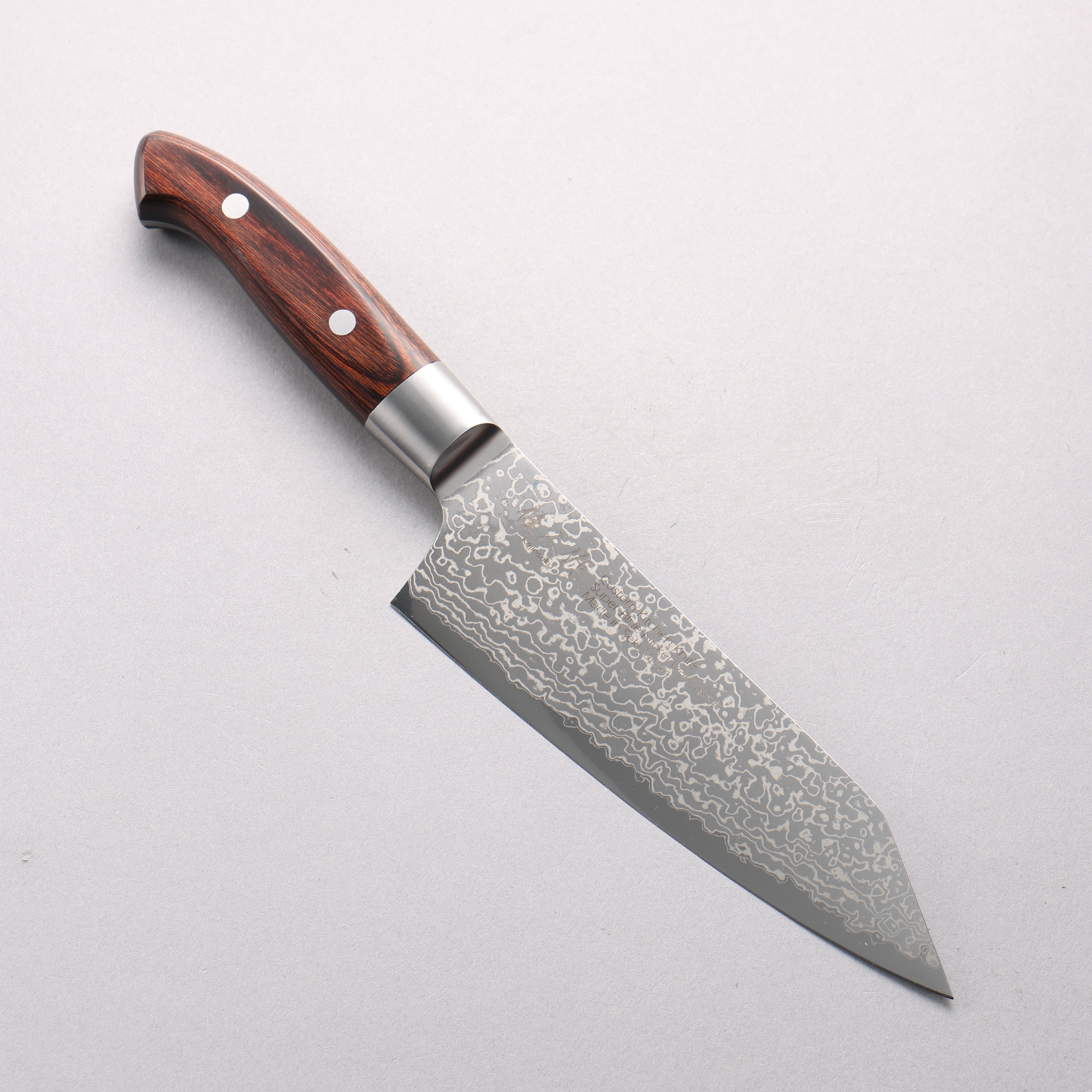 Kajin Blue Super Damascus Kiritsuke Santoku 180mm Mahogany Handle - Japanny - Best Japanese Knife