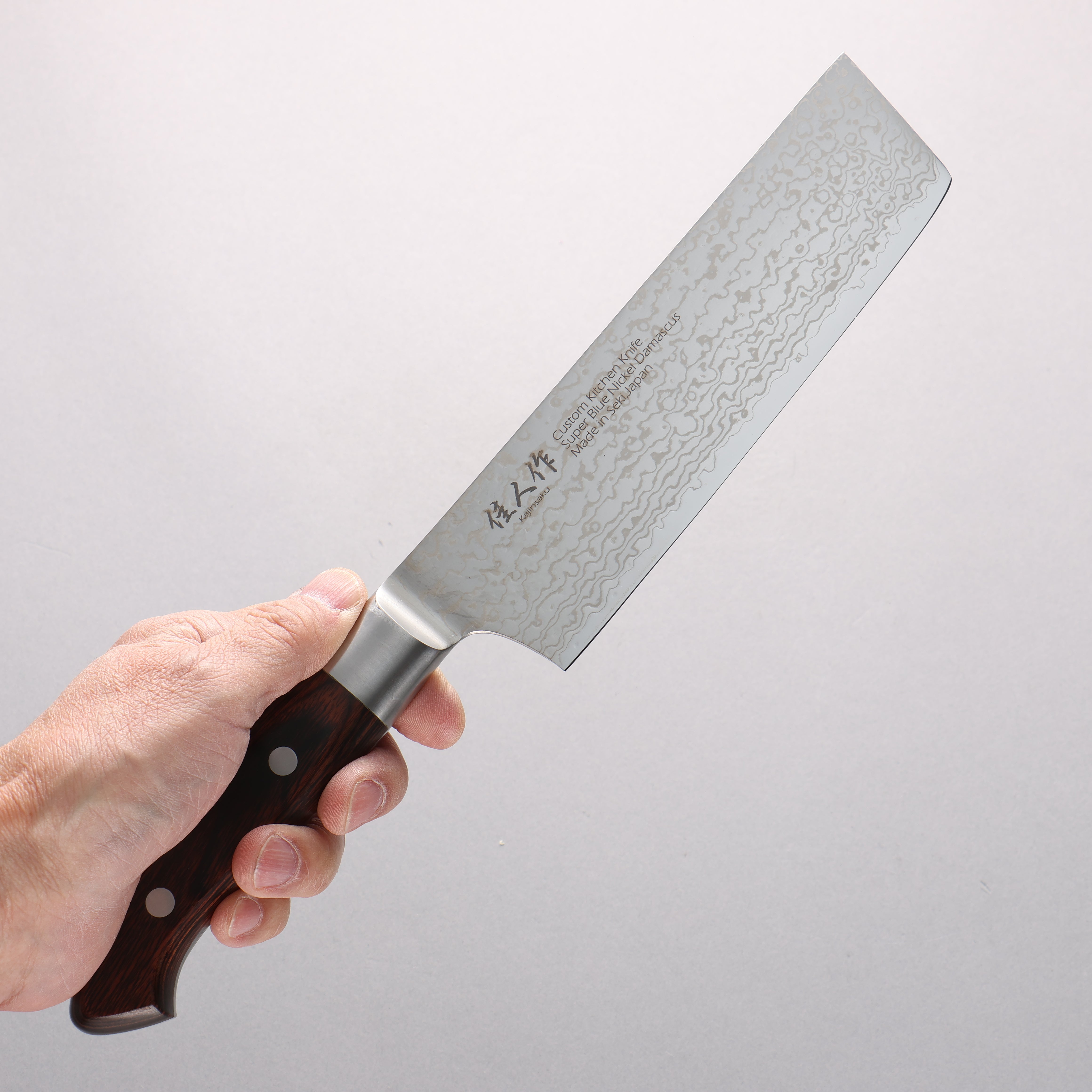 Kajin Blue Super Damascus Nakiri 175mm Mahogany Handle - Japanny - Best Japanese Knife