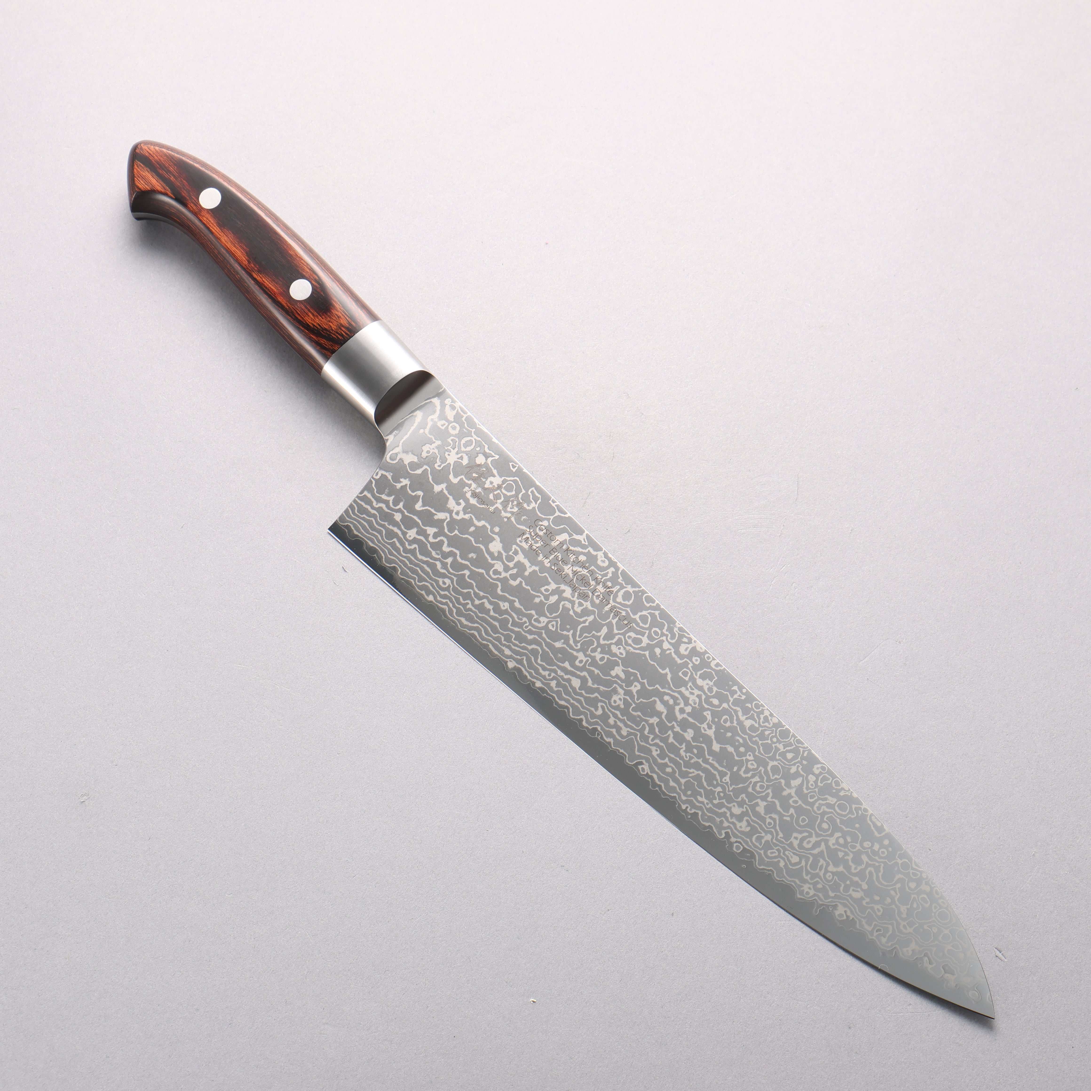 Kajin Blue Super Damascus Gyuto 240mm Mahogany Handle - Japanny - Best Japanese Knife