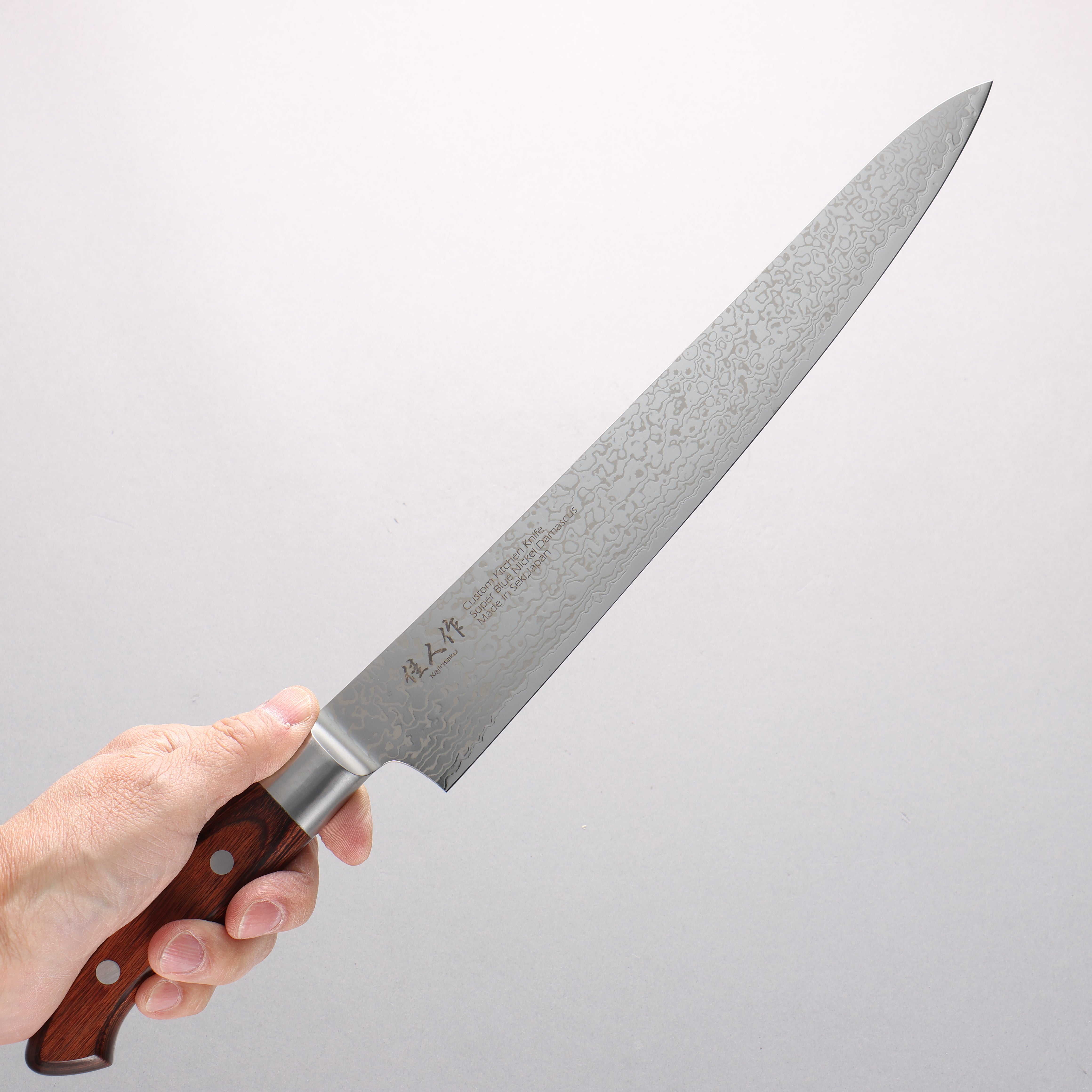 Kajin Blue Super Damascus Sujihiki 270mm Mahogany Handle - Japanny - Best Japanese Knife