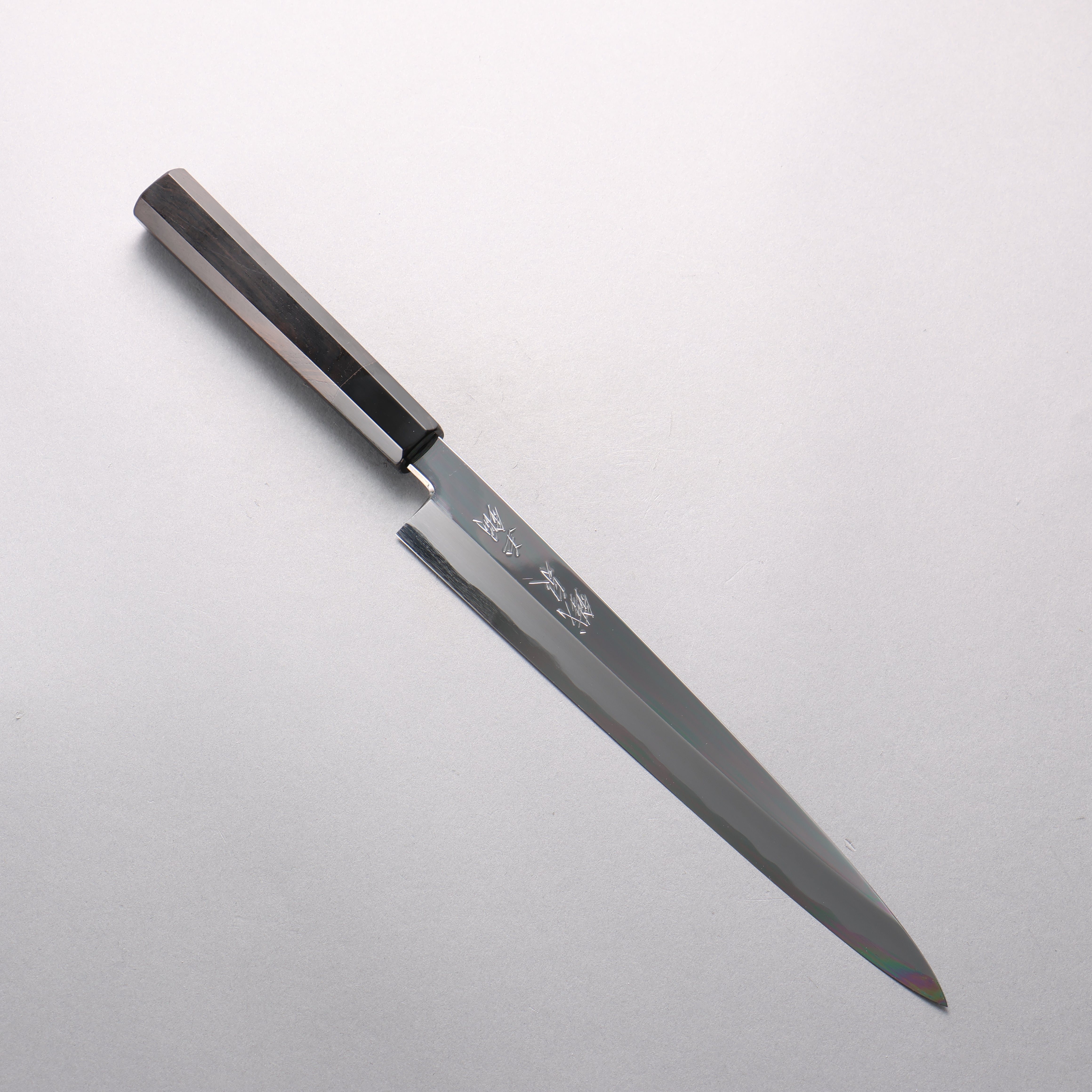 Tessen by Tanaka Tamahagane Mirrored Finish Yanagiba 240mm Ebony Wood Handle with Sheath - Japanny - Best Japanese Knife