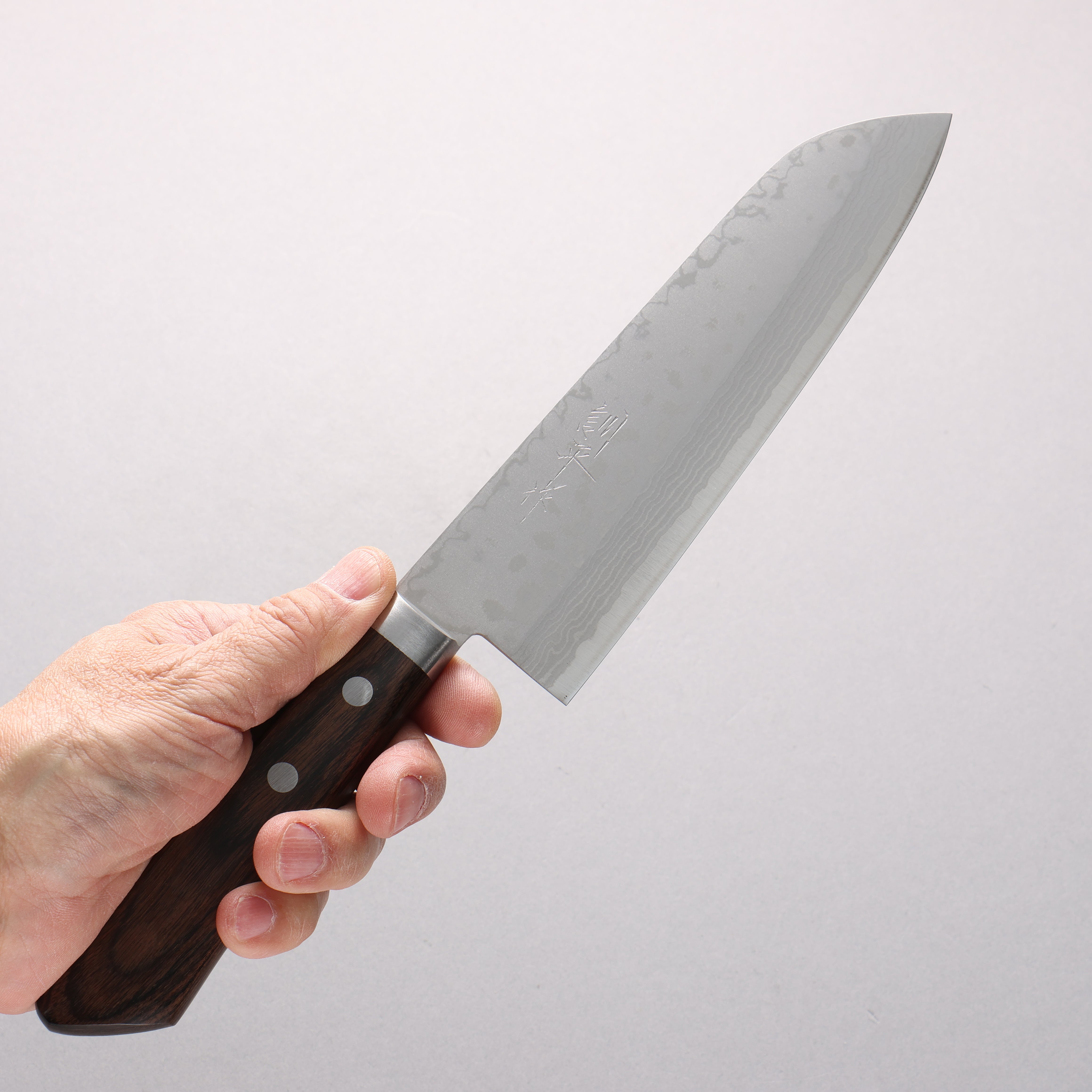 Kunihira Sairyu VG10 Damascus Santoku 170mm Scotch Pakka wood Handle - Japanny - Best Japanese Knife