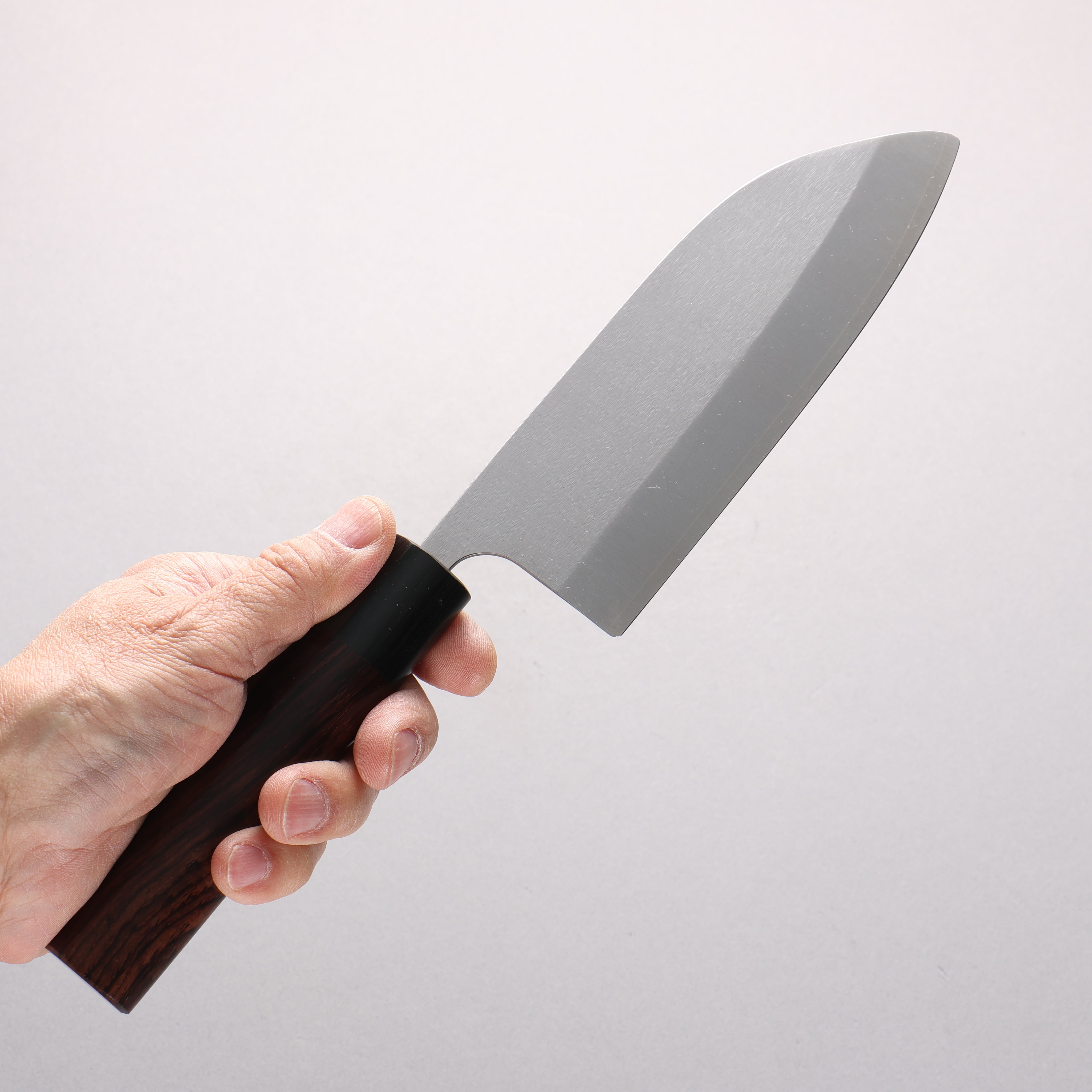 Shungo Ogata SG2 Vertical and Horizontal Hairlines Santoku(Maru) 150mm Rosewood Handle - Japanny - Best Japanese Knife