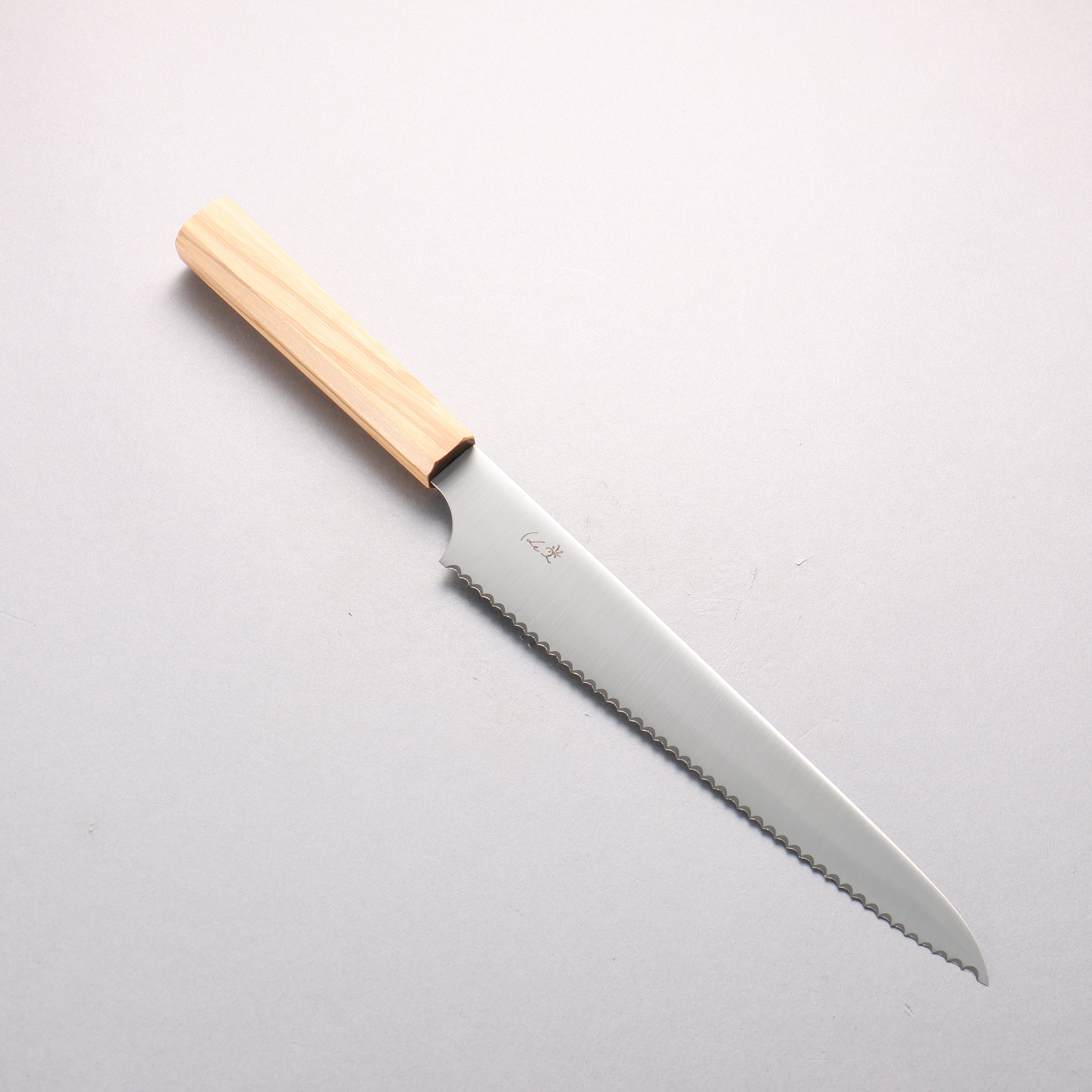 Kei Stainless Steel Bread Slicer 240mm Olive tree Handle - Japanny - Best Japanese Knife