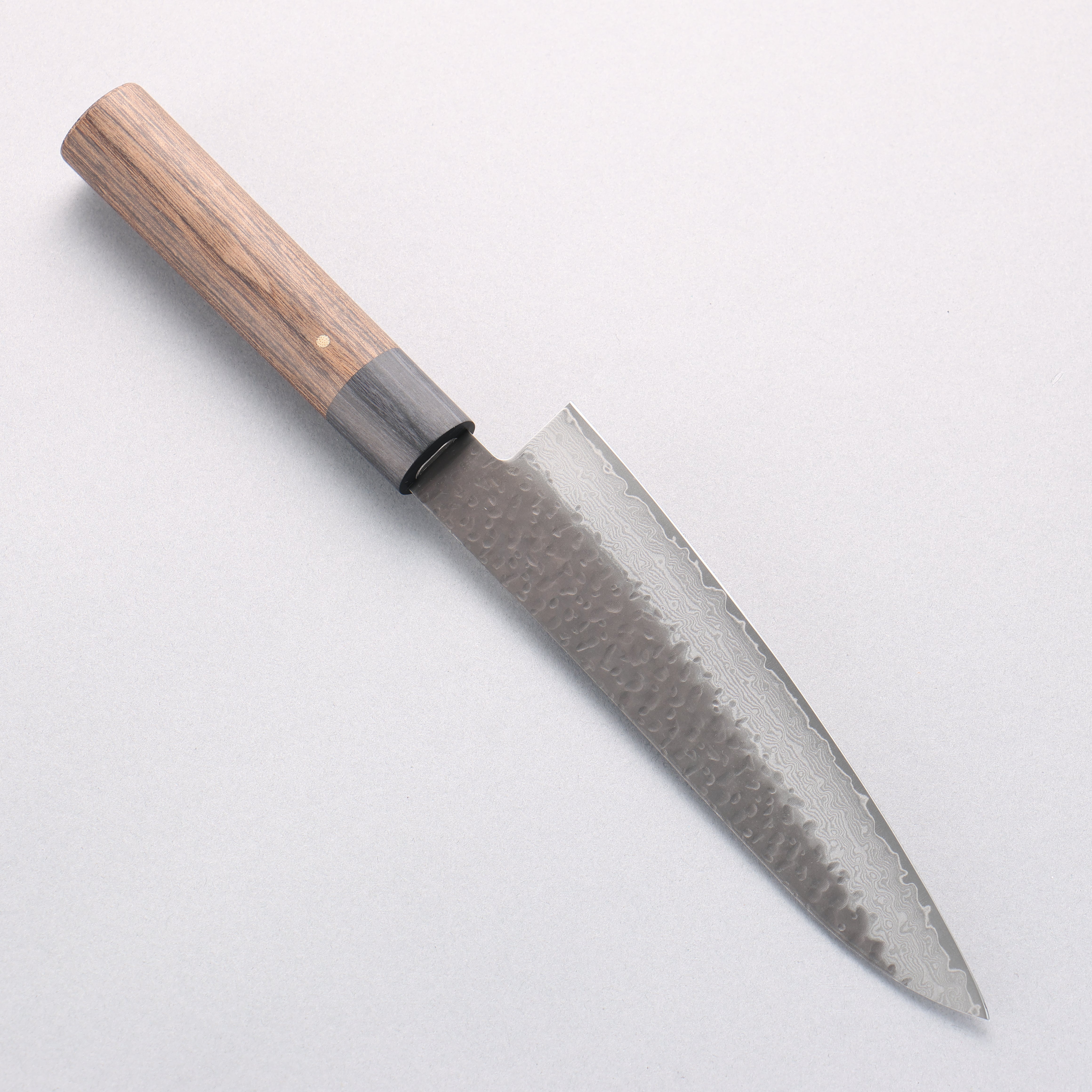 Shizu Gen VG10 Hammered Black Finished Petty-Utility 160mm Brown Pakka wood Handle - Japanny - Best Japanese Knife