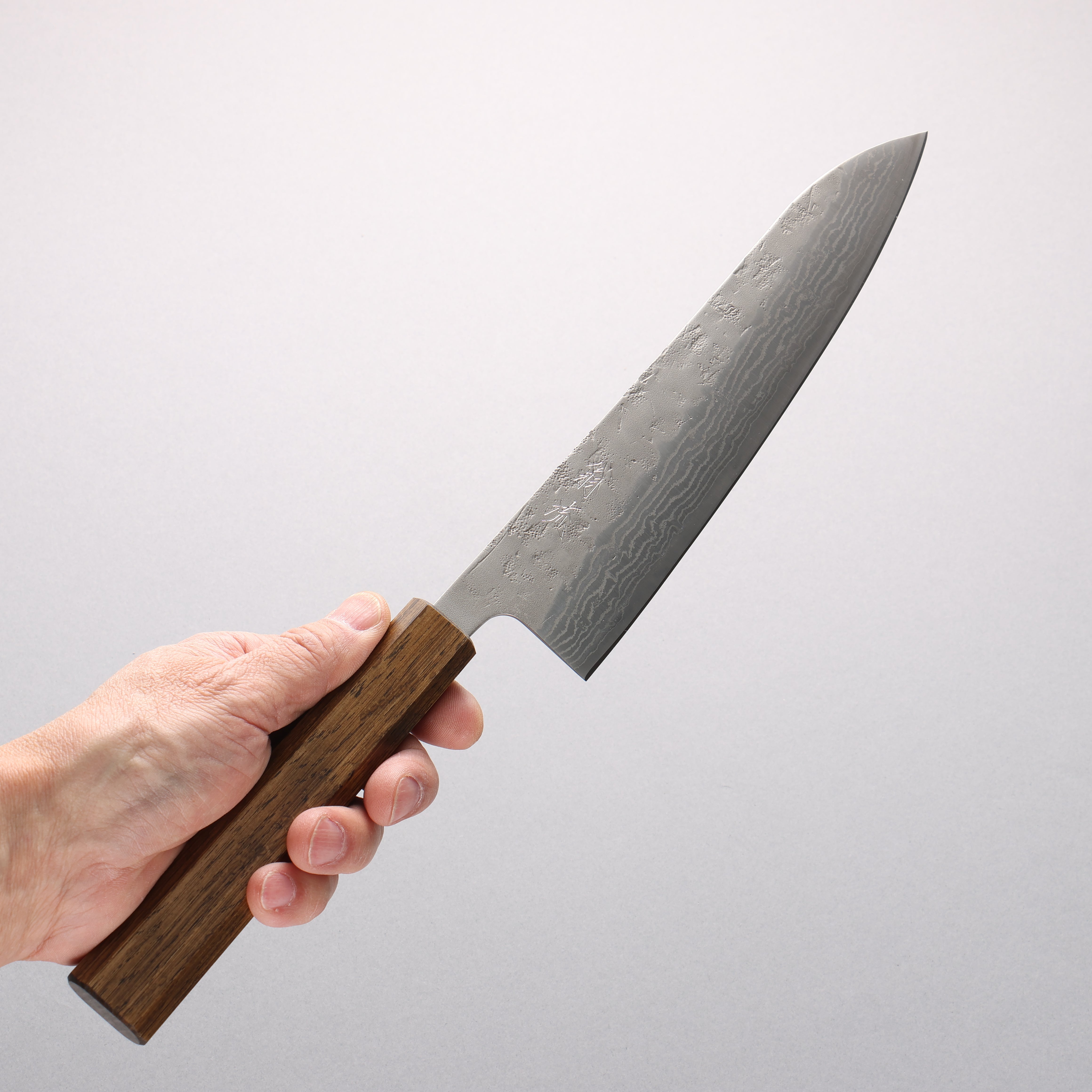 Oul Swedish Steel-stn Damascus Washiji Gyuto 210mm Oak Handle - Japanny - Best Japanese Knife