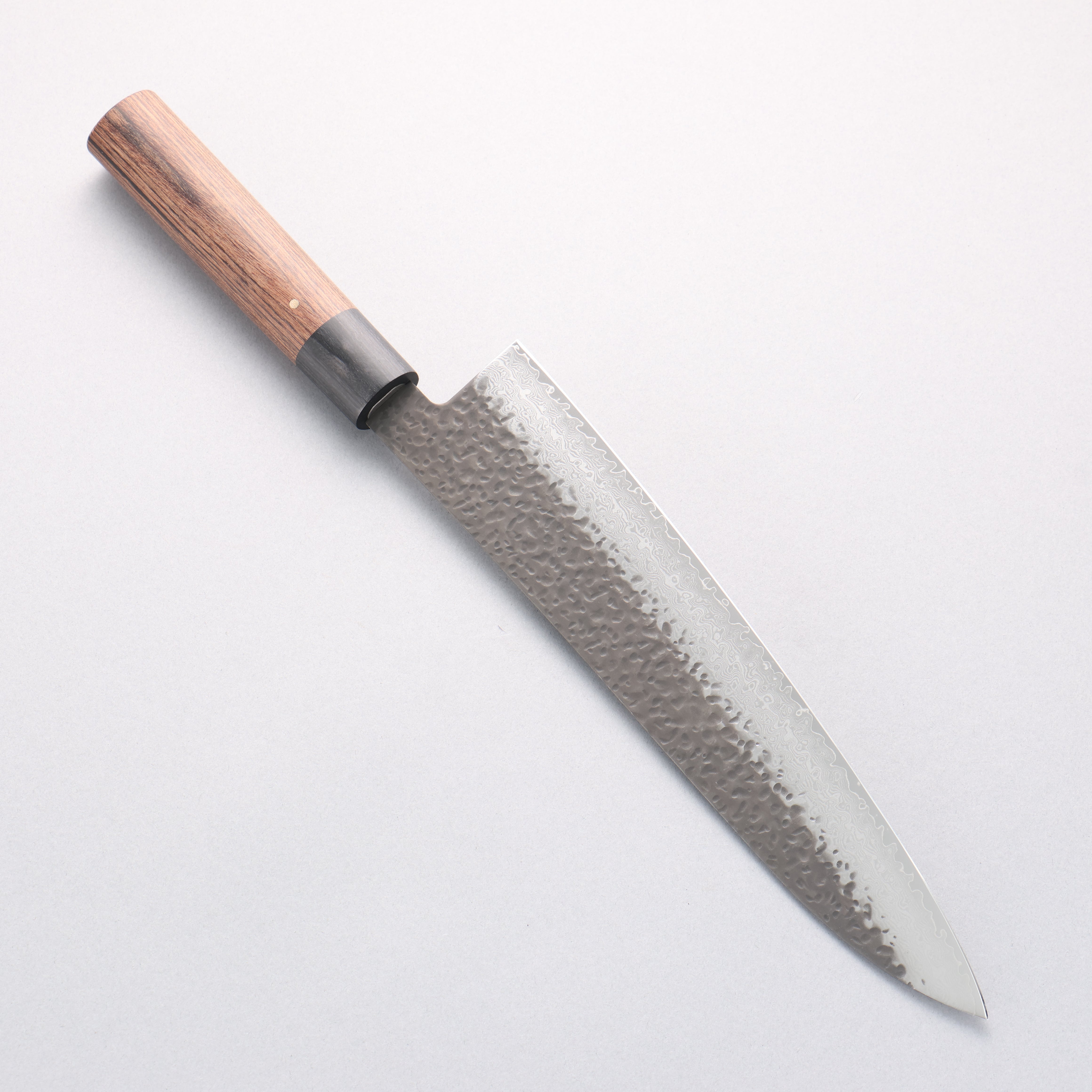 Shizu Gen VG10 Hammered Black Finished Gyuto 240mm Brown Pakka wood Handle - Japanny - Best Japanese Knife