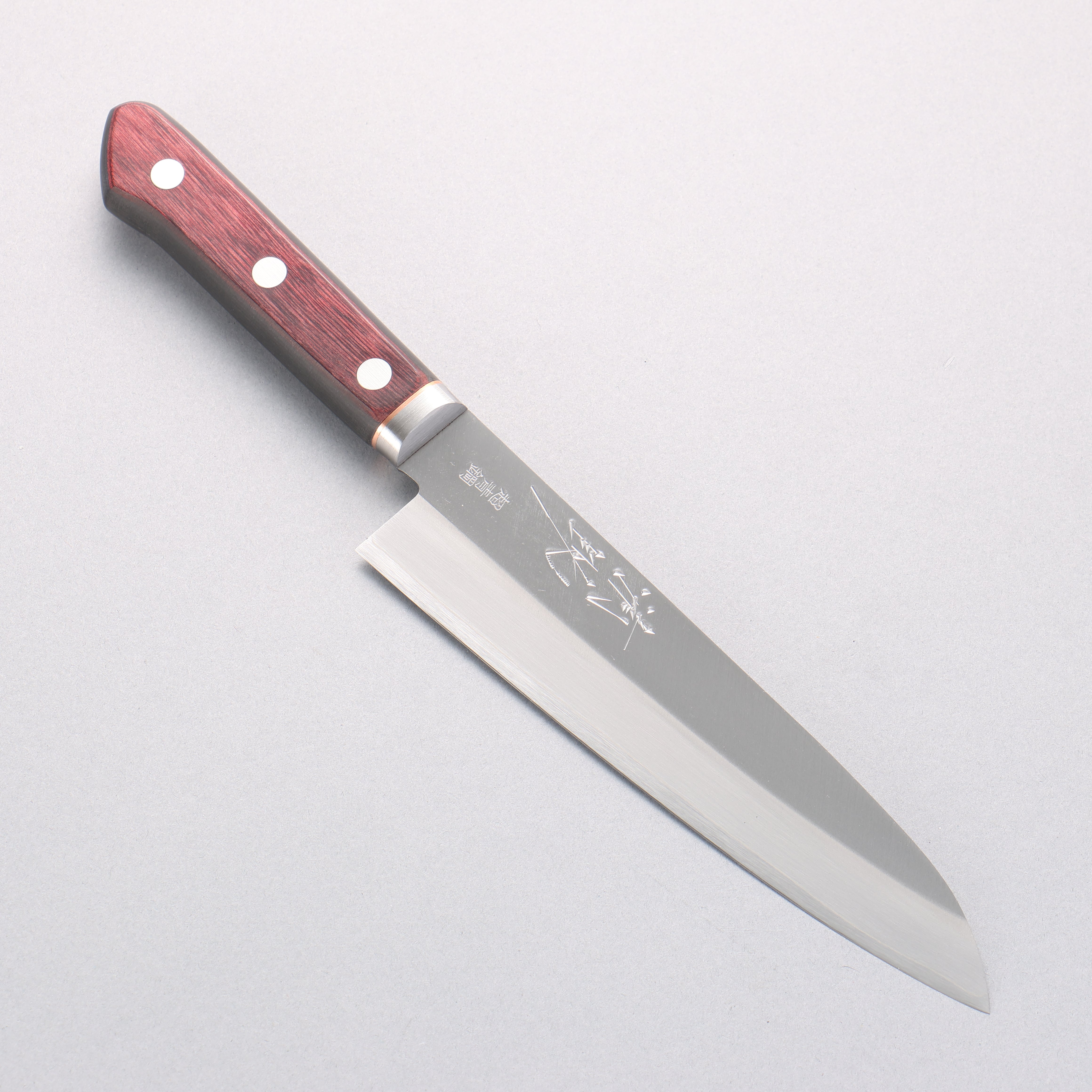 Seisuke Blue Super Migaki Finished Gyuto 180mm Red and Black Pakka wood Handle - Japanny - Best Japanese Knife