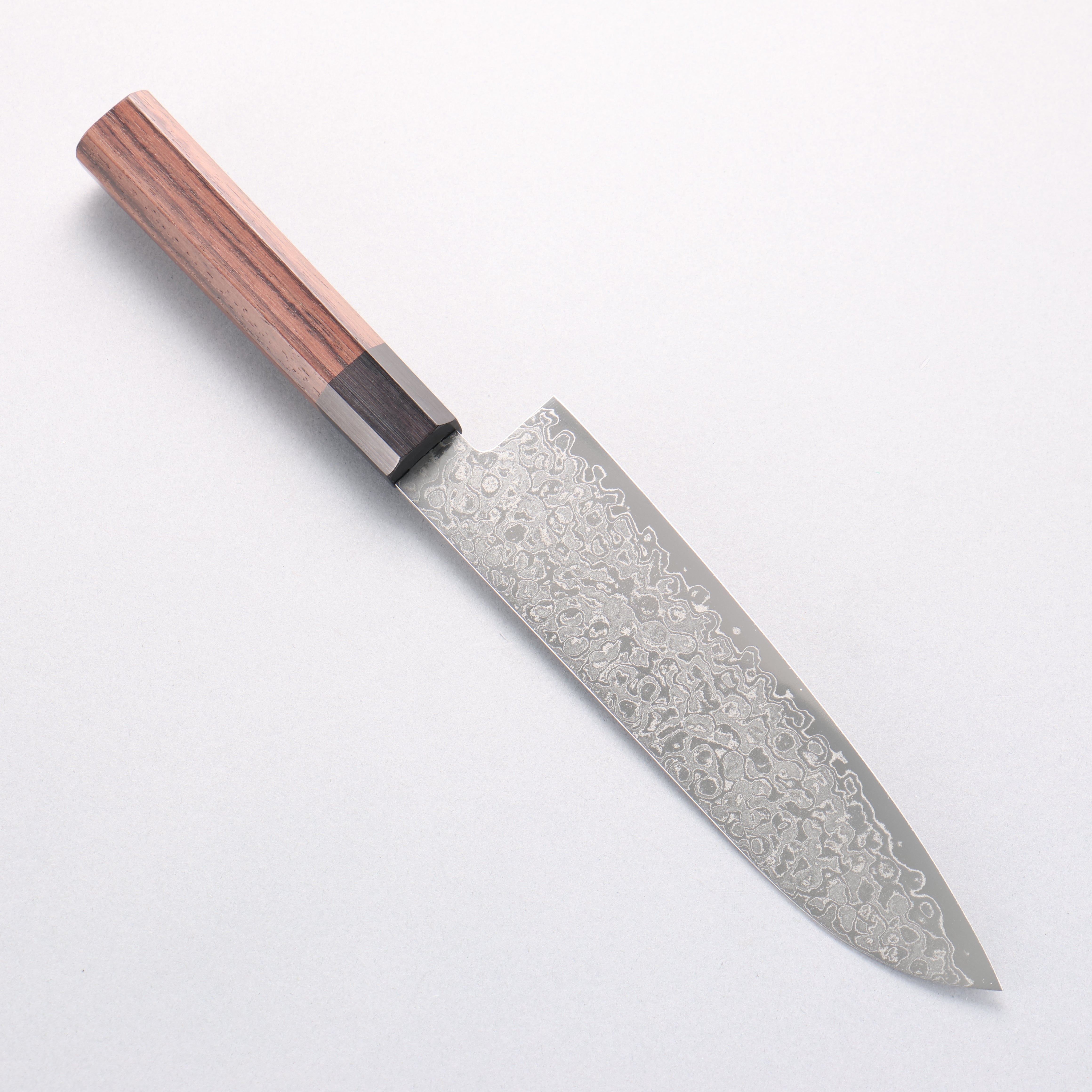 Seisuke AUS10 Damascus Migaki Finished Santoku 180mm Rosewood (Ferrule: Black Pakka Wood) Handle - Japanny - Best Japanese Knife