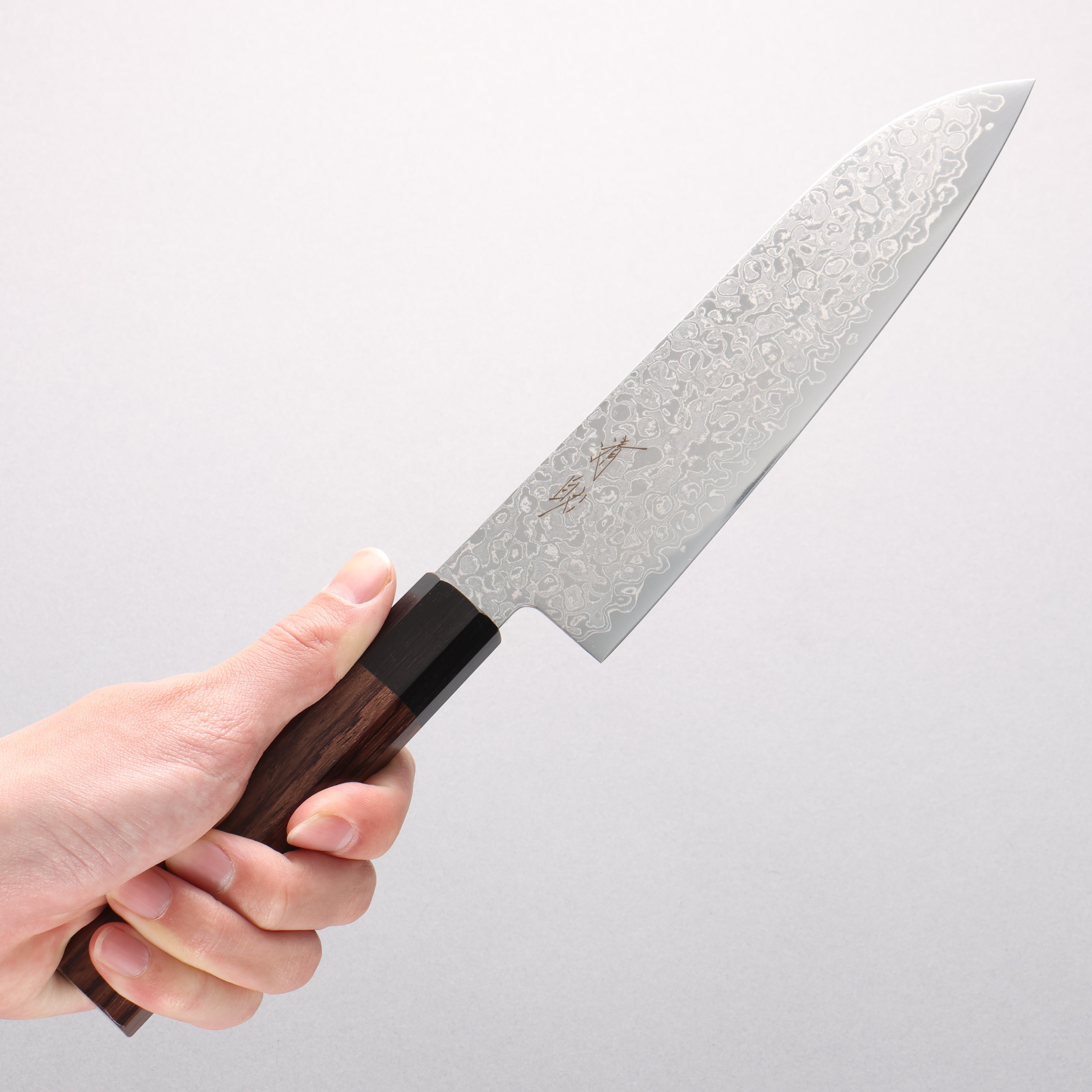 Seisuke AUS10 Damascus Migaki Finished Santoku 180mm Rosewood (Ferrule: Black Pakka Wood) Handle - Japanny - Best Japanese Knife