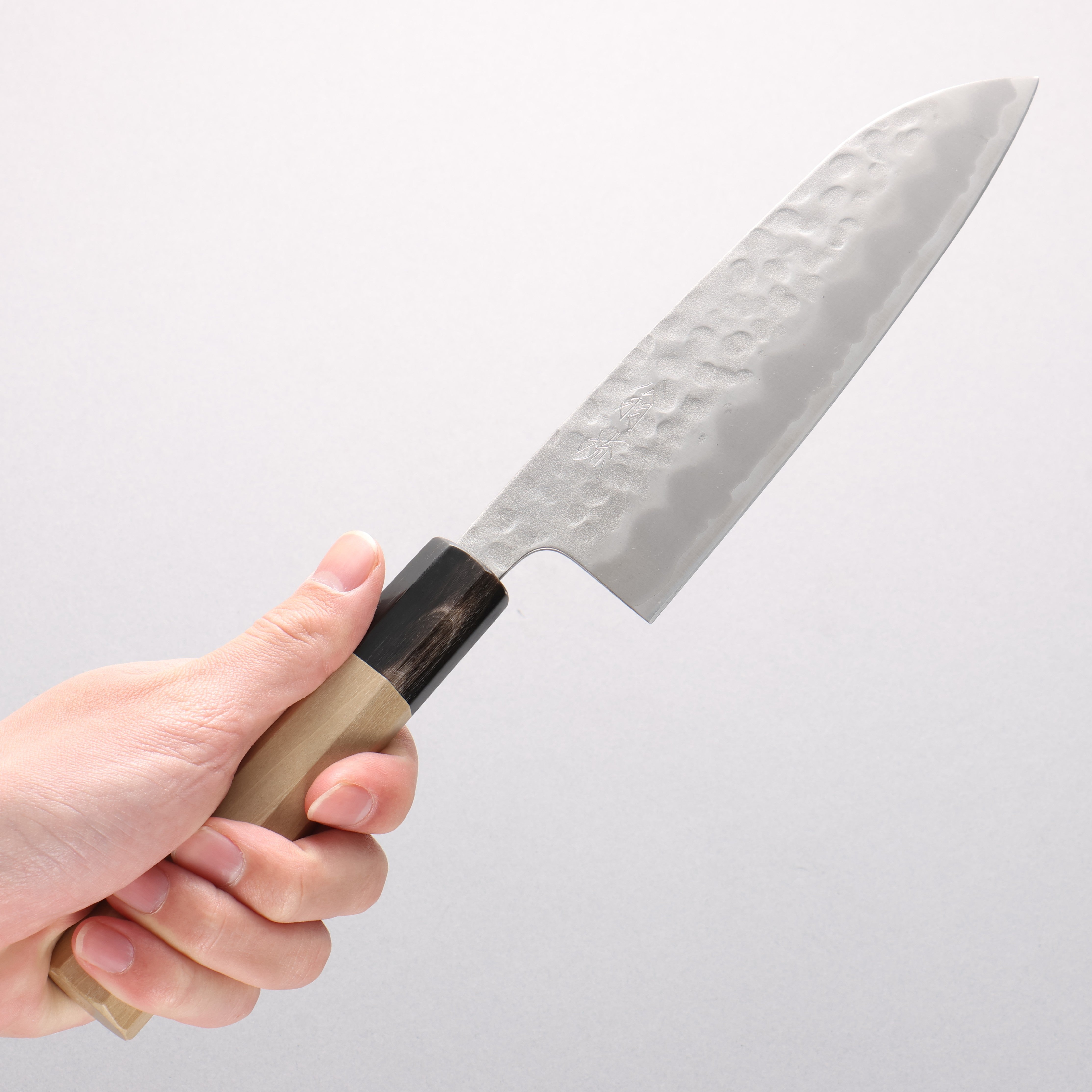 Oul White Steel No.2 Hammered Santoku 165mm Magnolia Handle - Japanny - Best Japanese Knife
