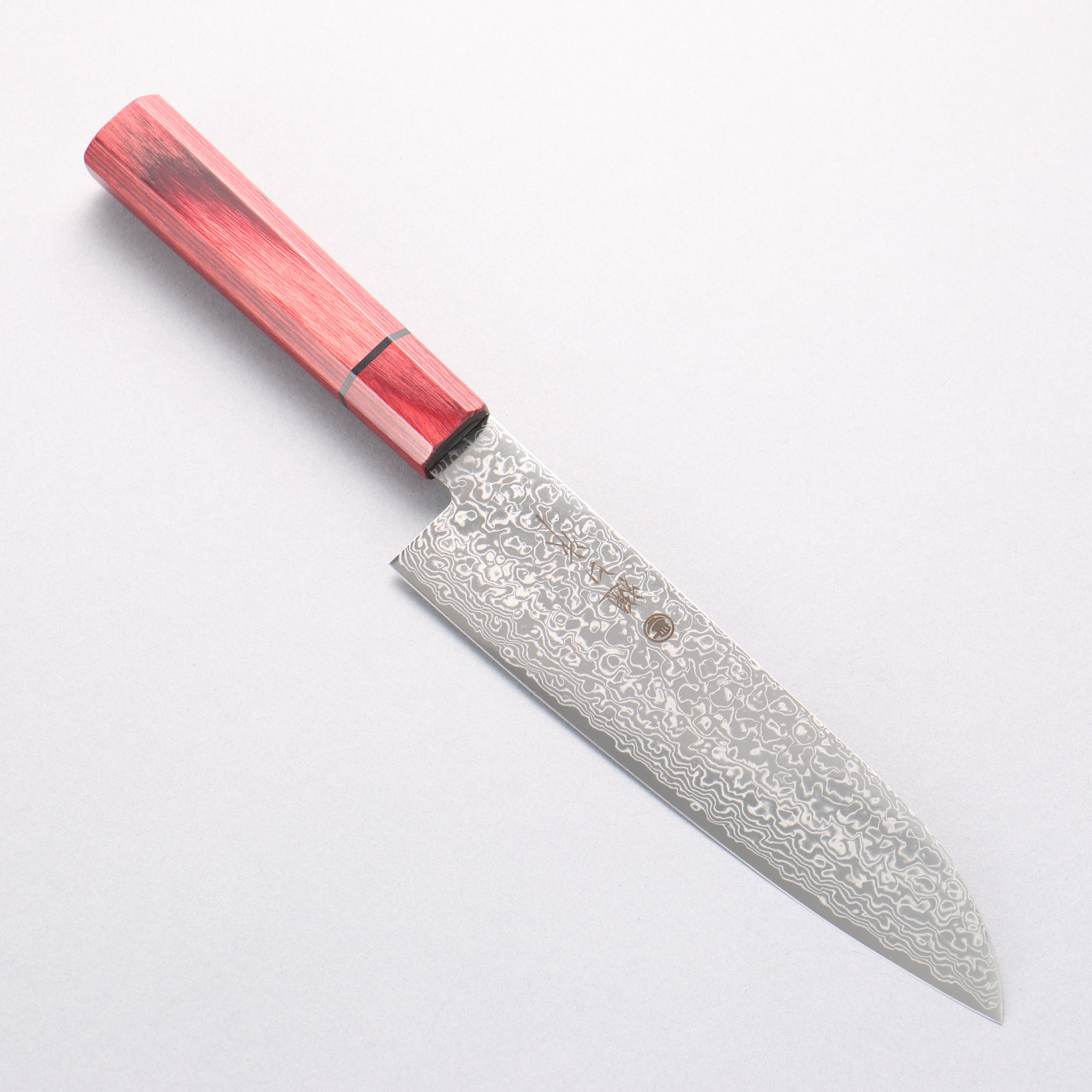 Higuchi SG2 Damascus Migaki Finished Santoku 180mm Red Pakka wood Handle - Japanny - Best Japanese Knife