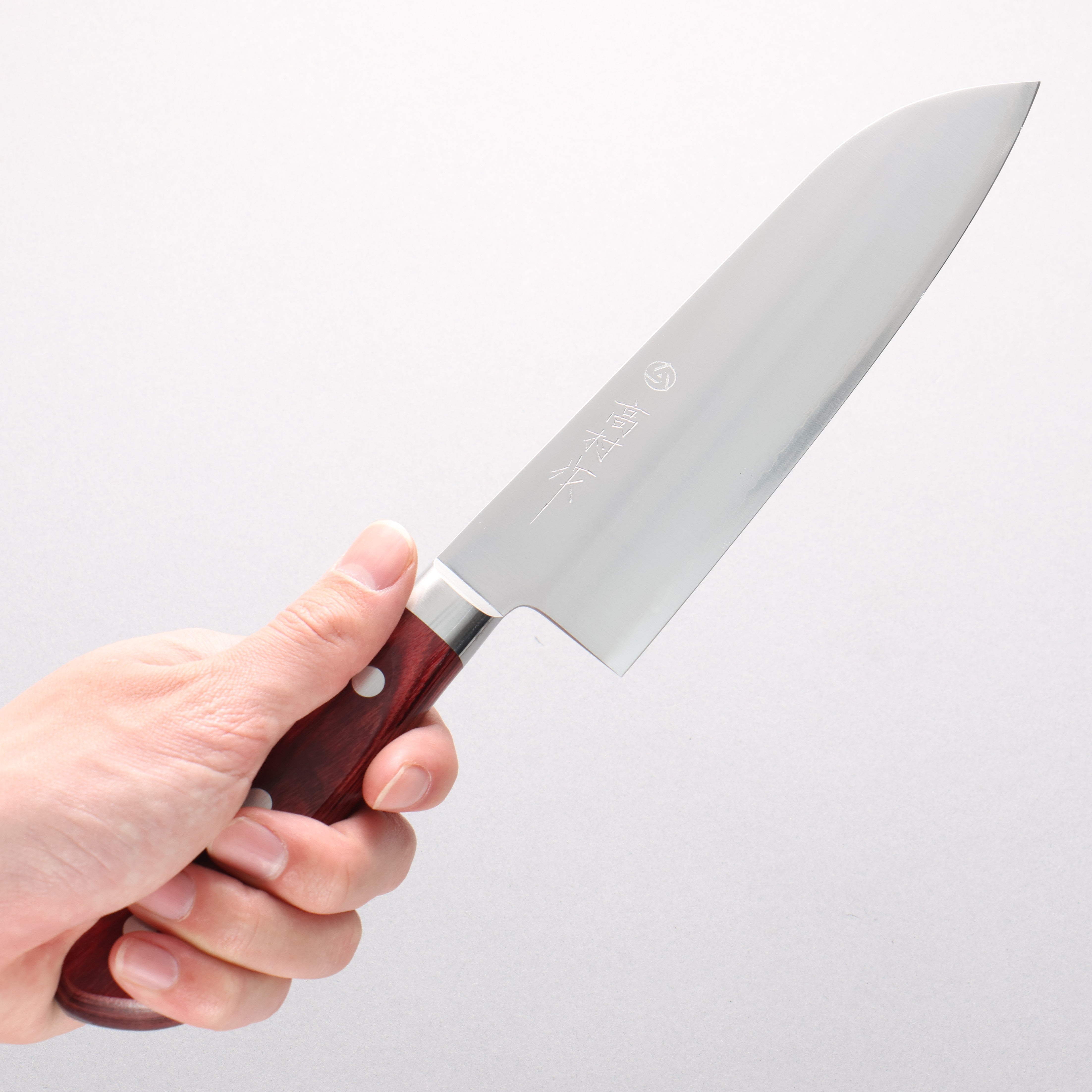 Takamura Knives SG2 Santoku 170mm with Red Pakka wood Handle - Japanny - Best Japanese Knife