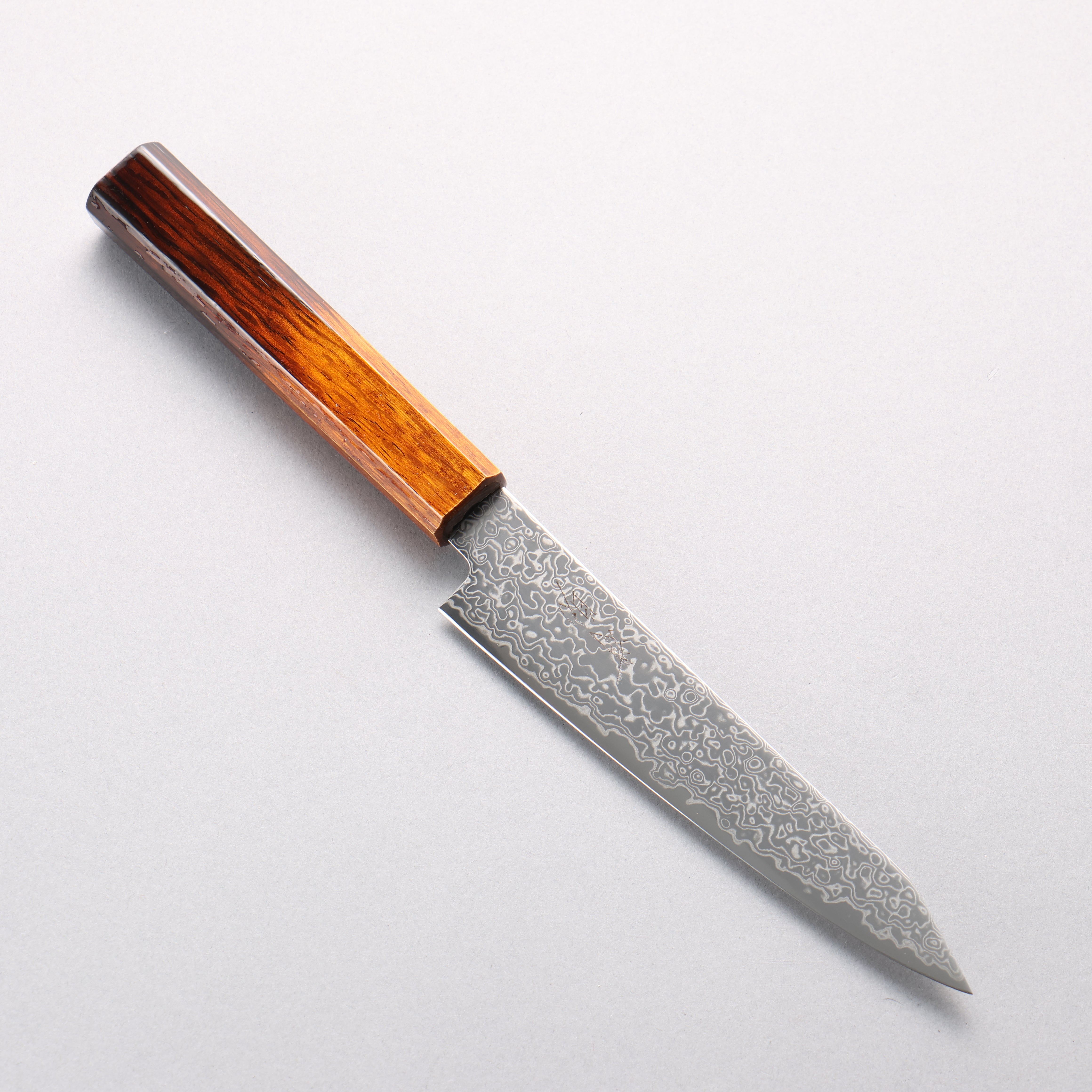 Seisuke SG2 Damascus Migaki Finished Petty-Utility 150mm Burnt Oak (Lacquered) Handle - Japanny - Best Japanese Knife