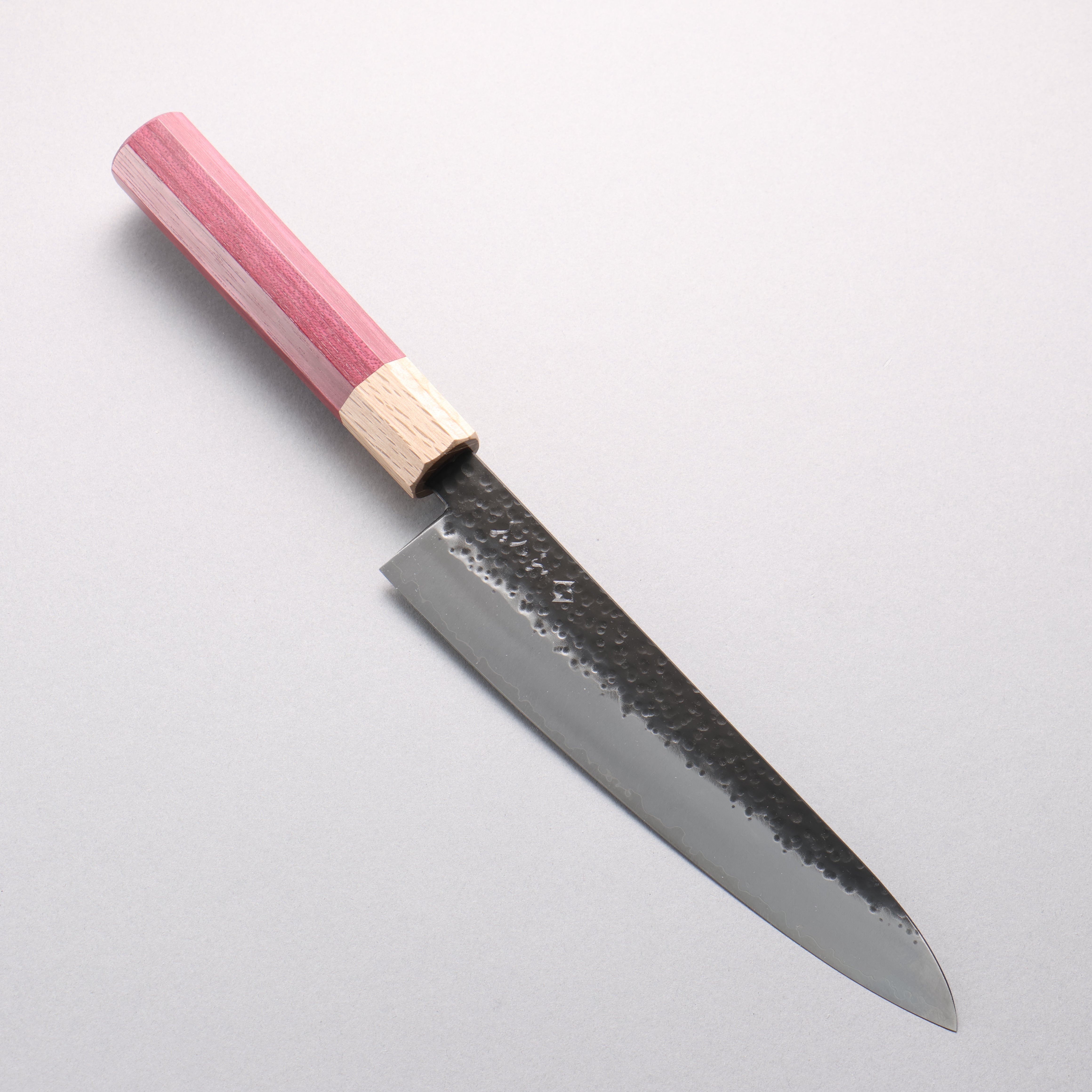 Fukube VG10 Hammered Black Finished Gyuto 210mm Purple Heart Handle - Japanny - Best Japanese Knife