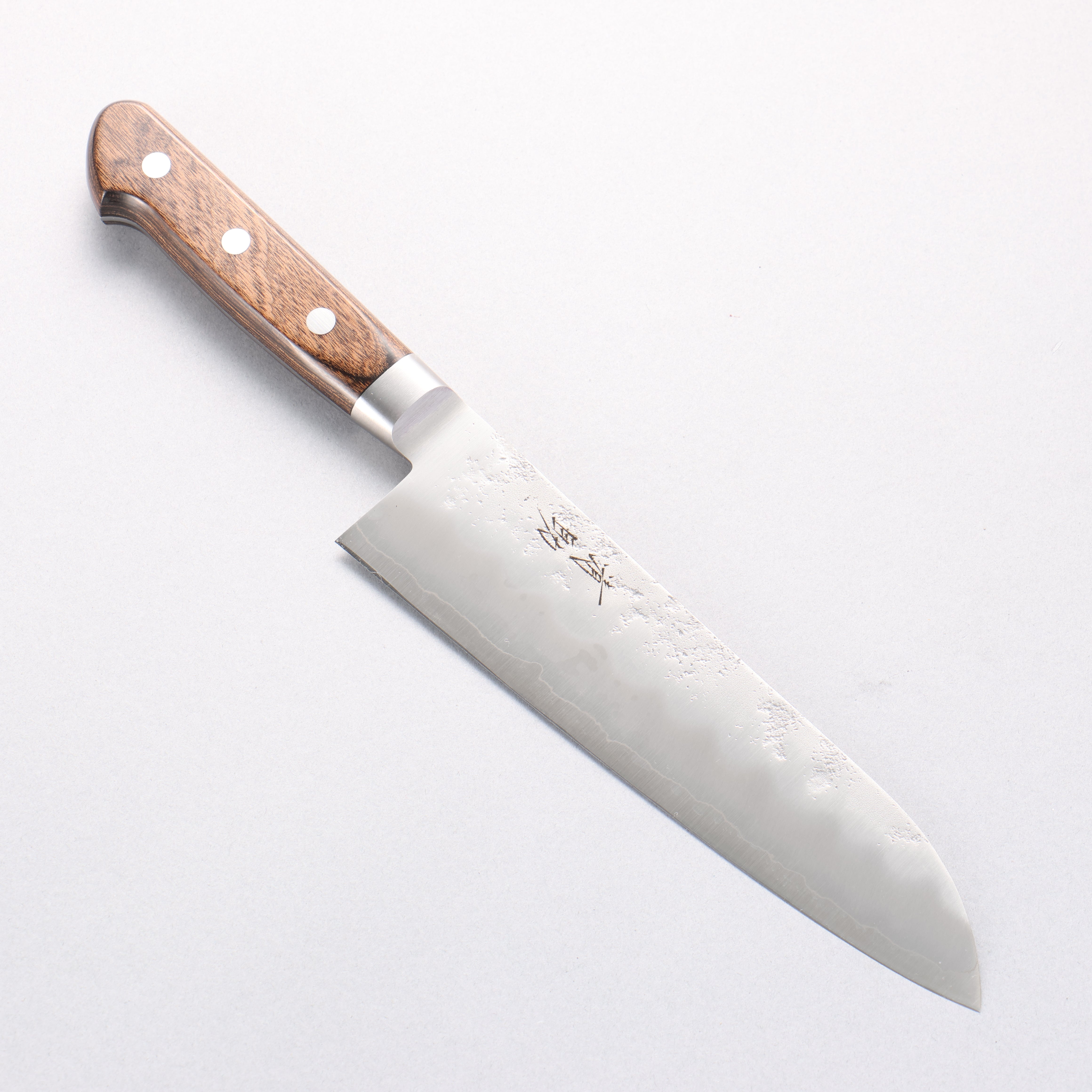 Seisuke Silver Steel No.3 Nashiji Santoku 180mm Brown Pakka wood Handle - Japanny - Best Japanese Knife