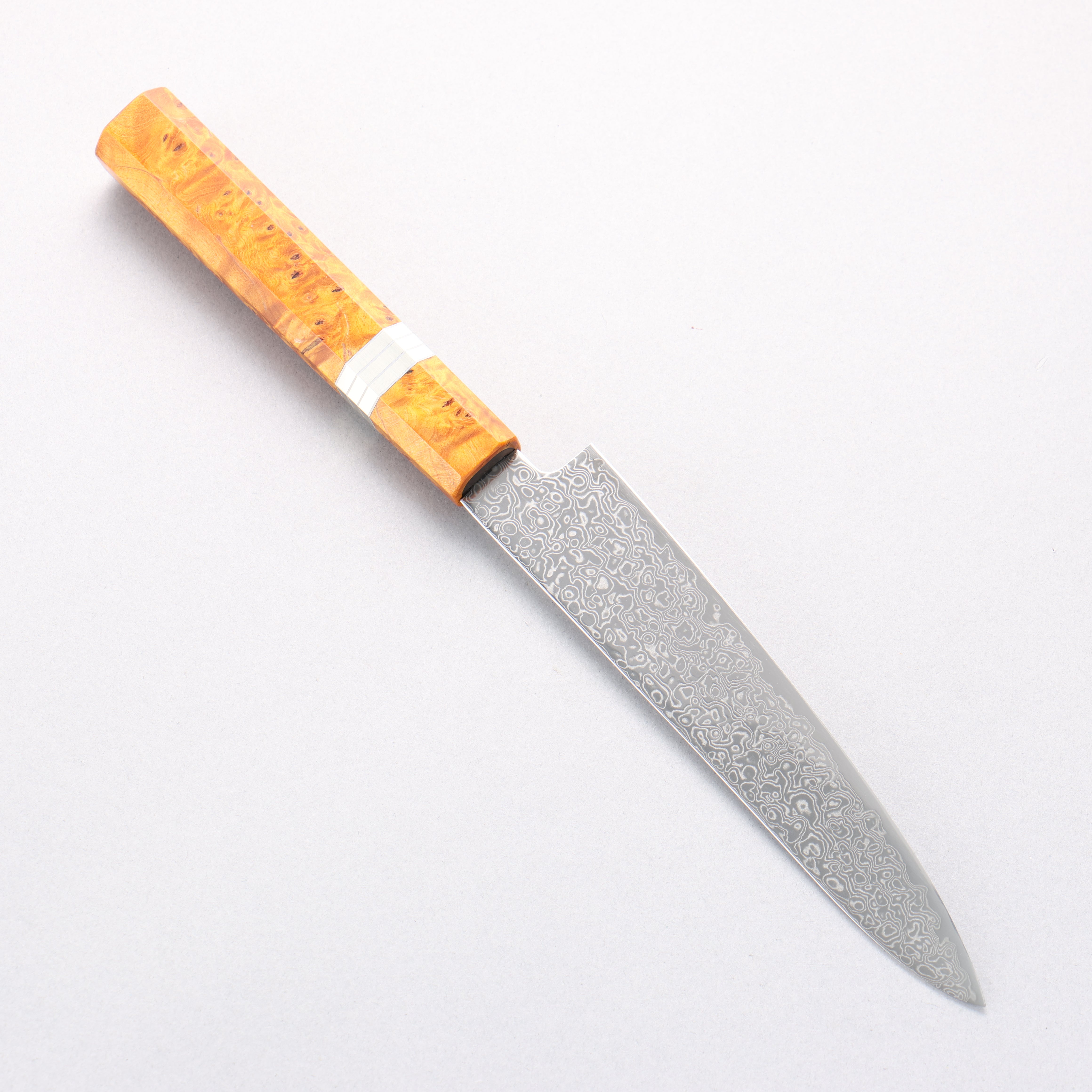 Kanjyo SG2 Damascus Petty-Utility 150mm Yellow Stabilized wood (With Silver Rings) Handle - Japanny - Best Japanese Knife