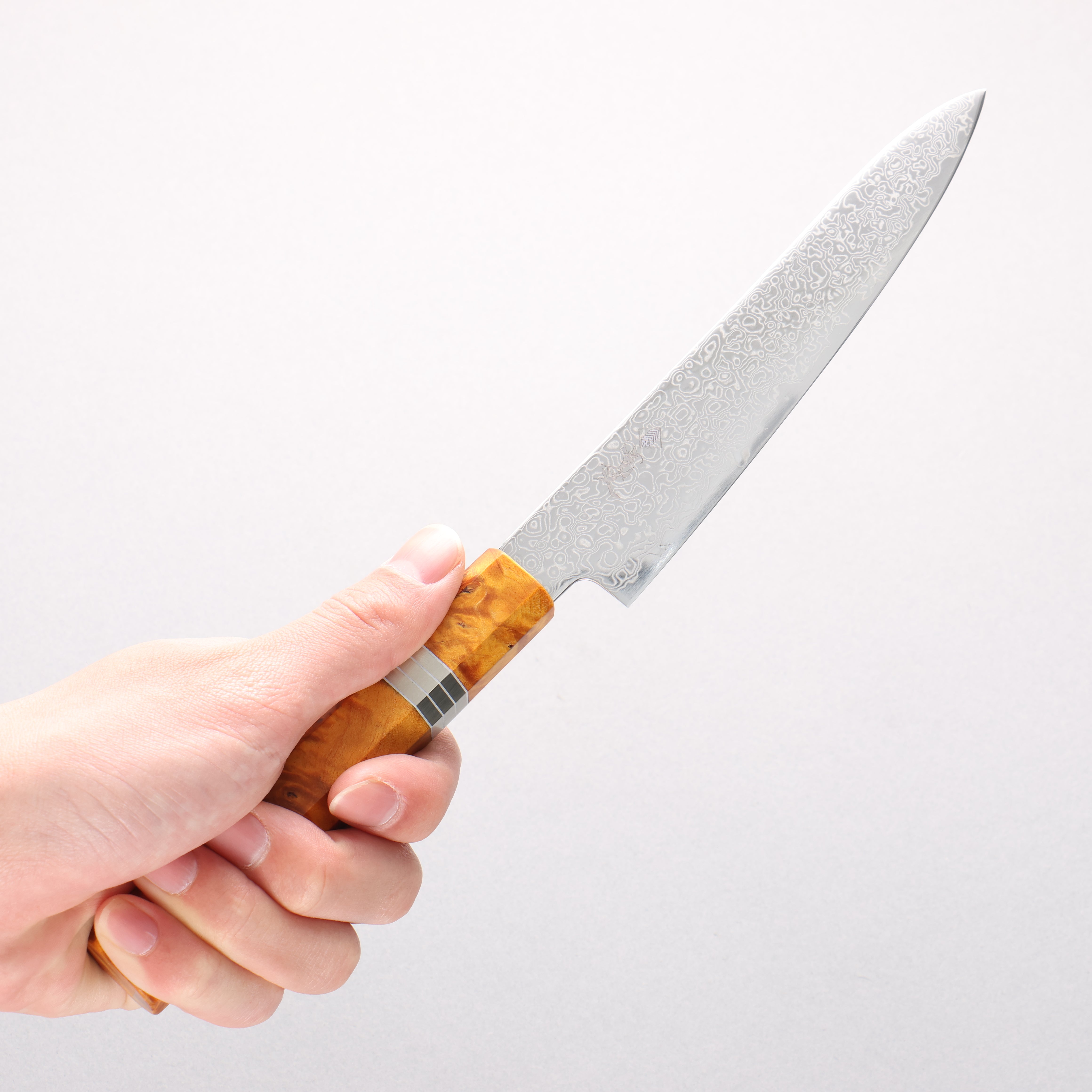 Kanjyo SG2 Damascus Petty-Utility 150mm Yellow Stabilized wood (With Silver Rings) Handle - Japanny - Best Japanese Knife