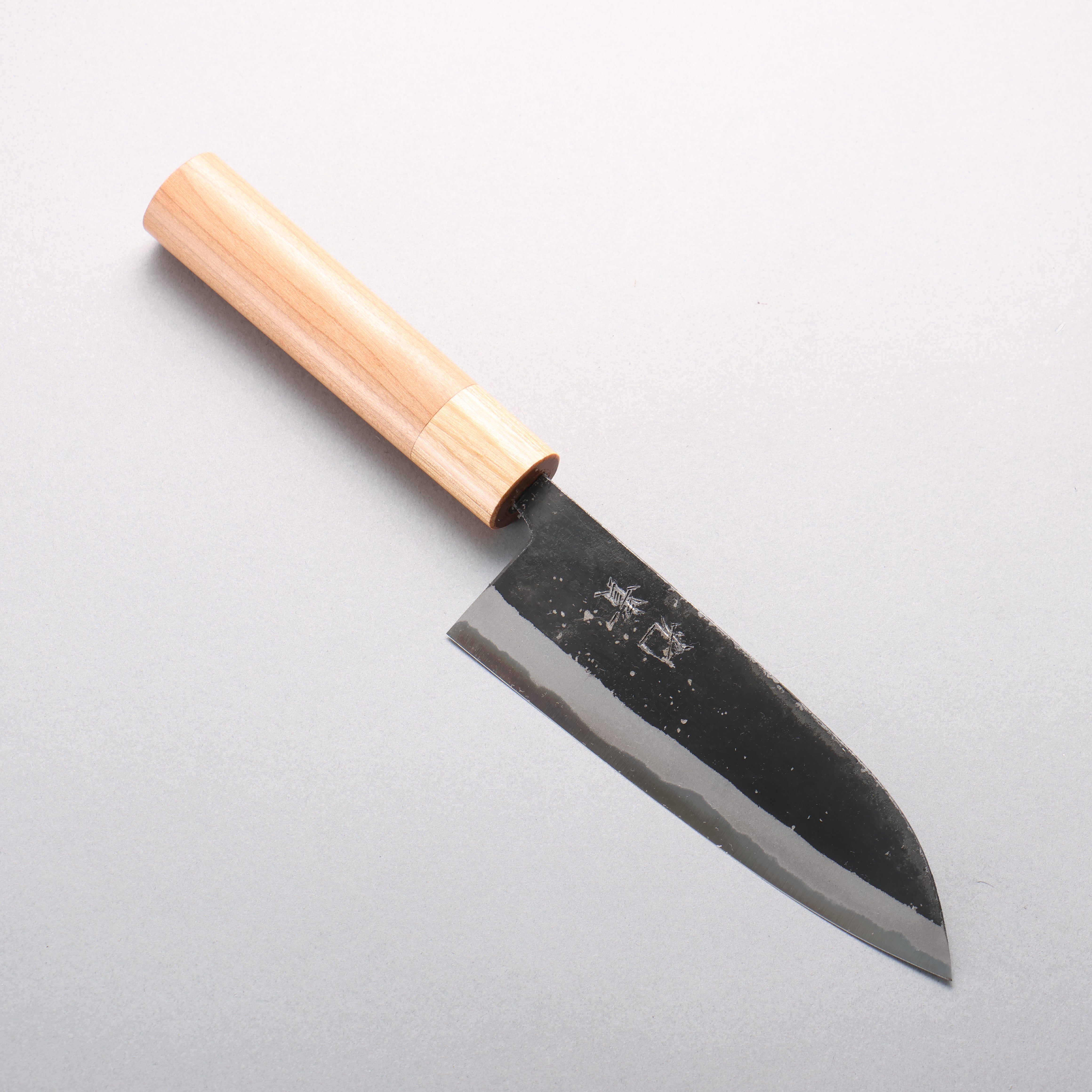 Kouki Blue Steel No.2 Black Finished Small Santoku 150mm American Cherry Handle - Japanny - Best Japanese Knife