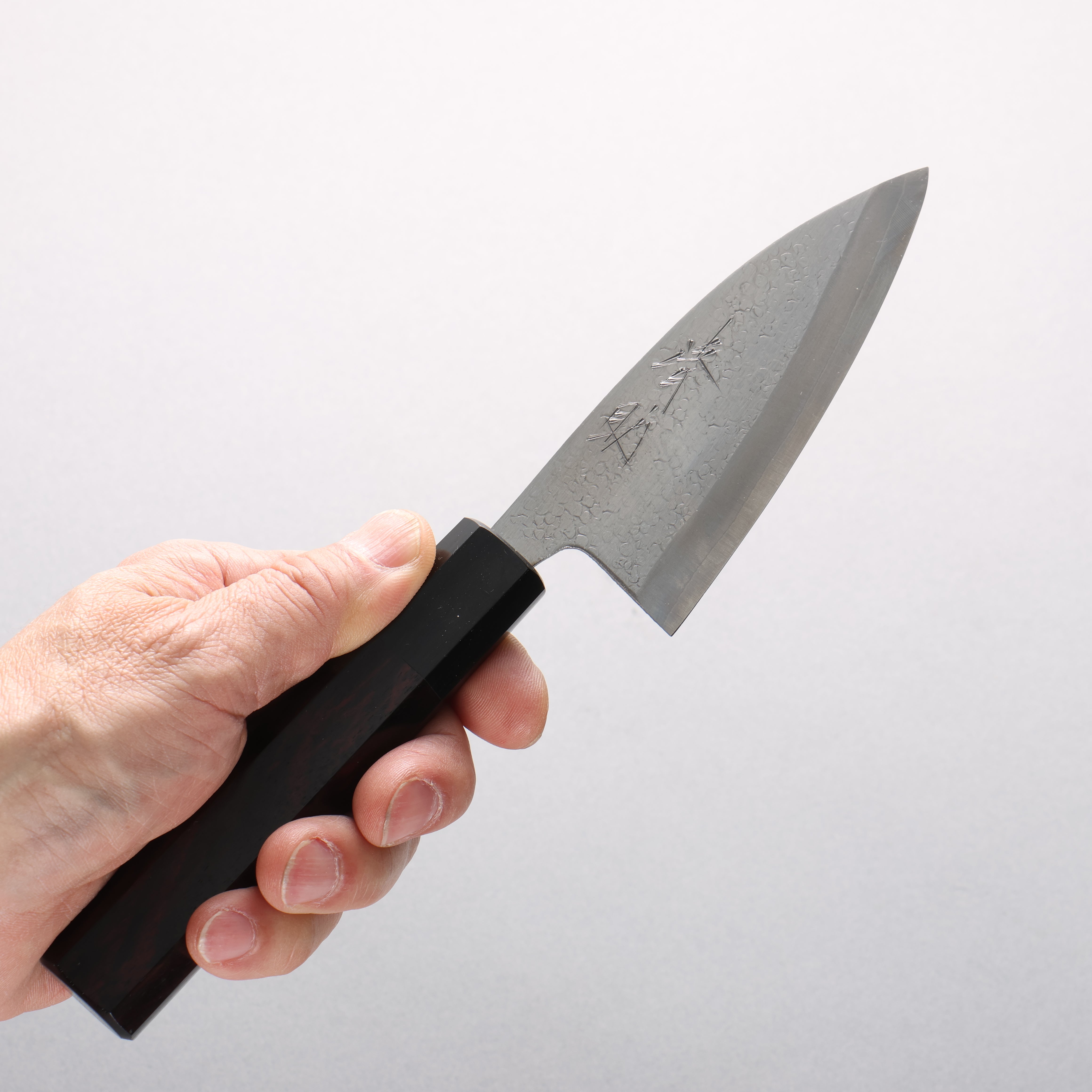 Seisuke Silver Steel No.3 Hammered(Maru) Ajikiri 105mm Rosewood (Ferrule: Black Pakka Wood) Handle - Japanny - Best Japanese Knife