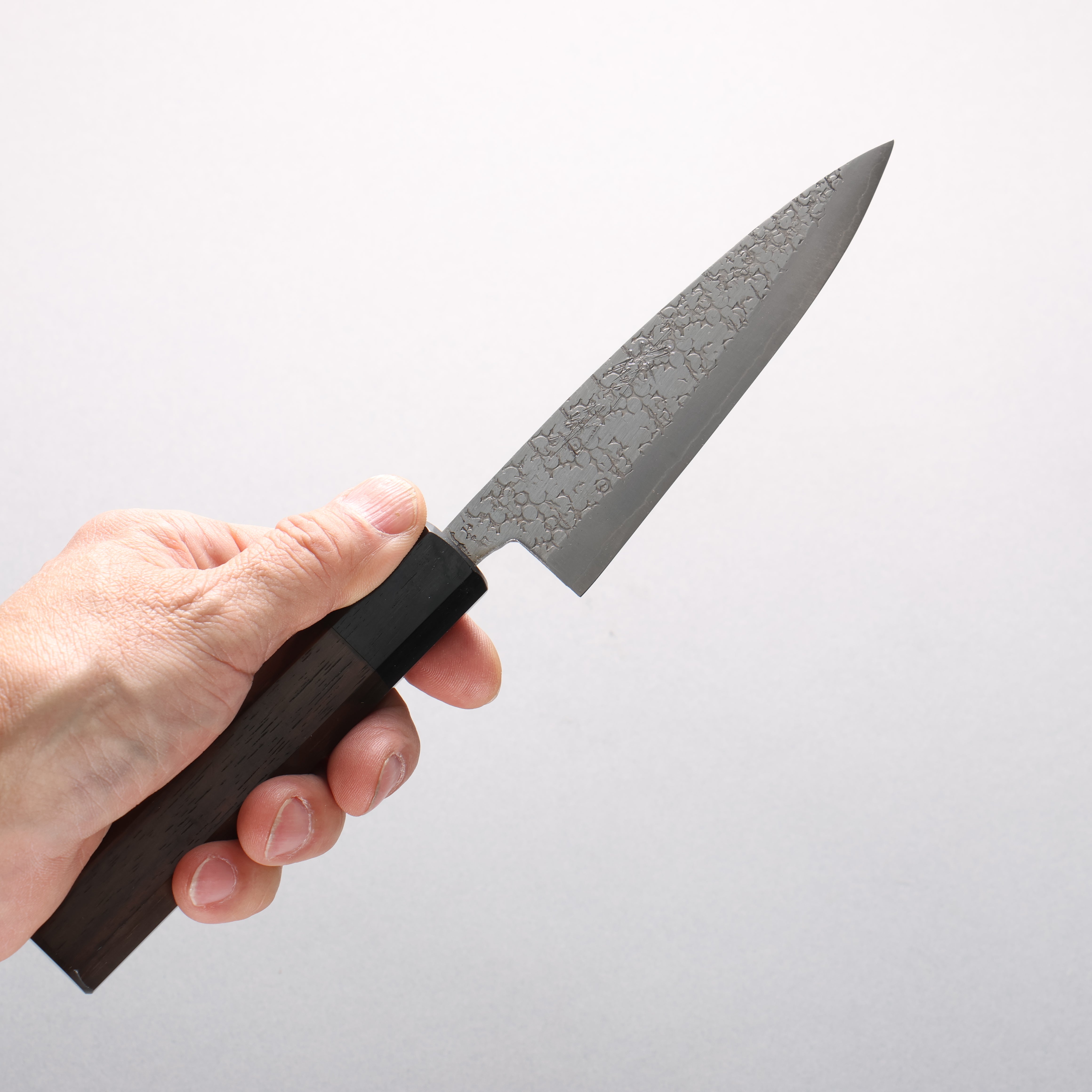 Seisuke Silver Steel No.3 Hammered(Maru) Petty-Utility 120mm Rosewood (Ferrule: Black Pakka Wood) Handle - Japanny - Best Japanese Knife