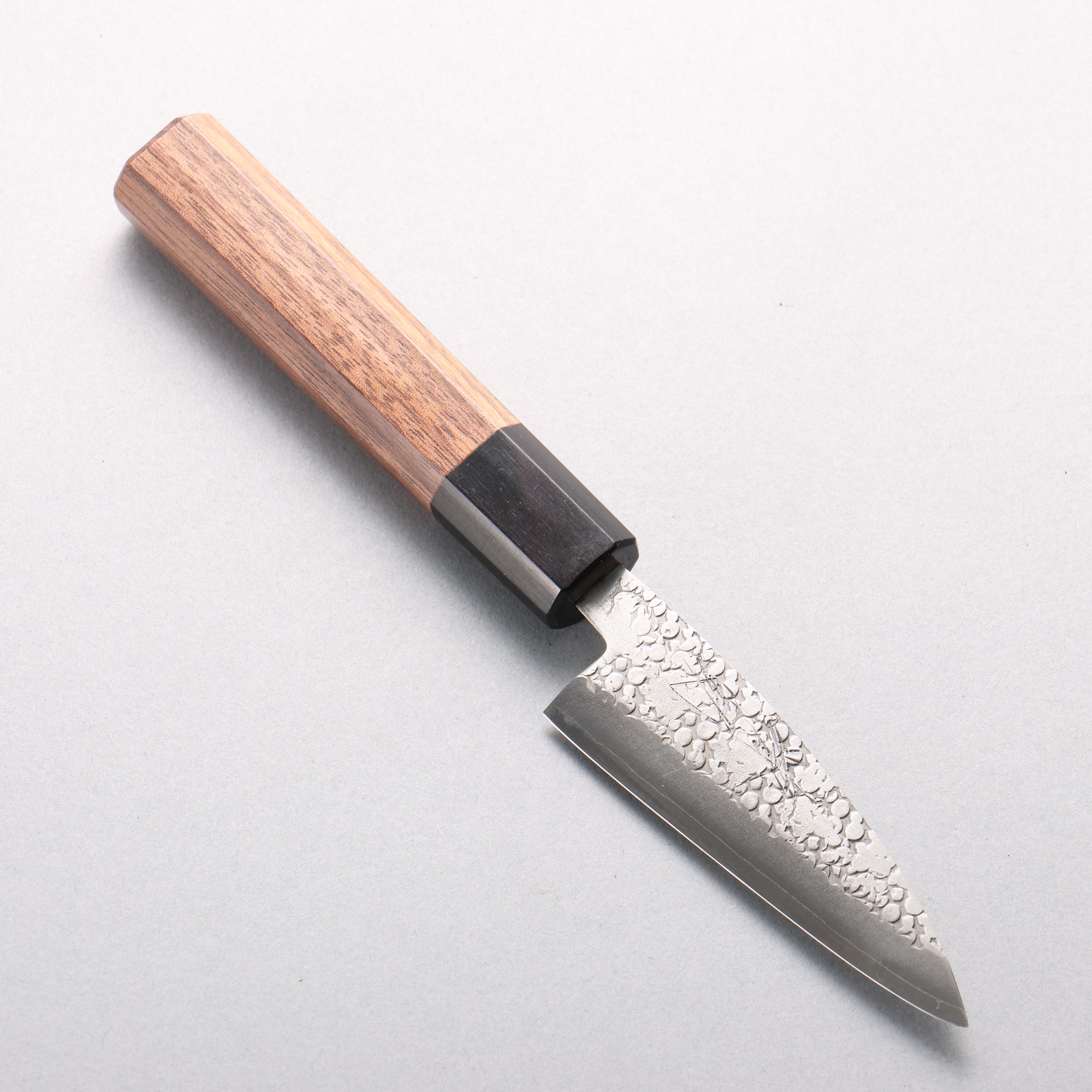Seisuke Silver Steel No.3 Hammered(Maru) Ajikiri 90mm Walnut Handle - Japanny - Best Japanese Knife