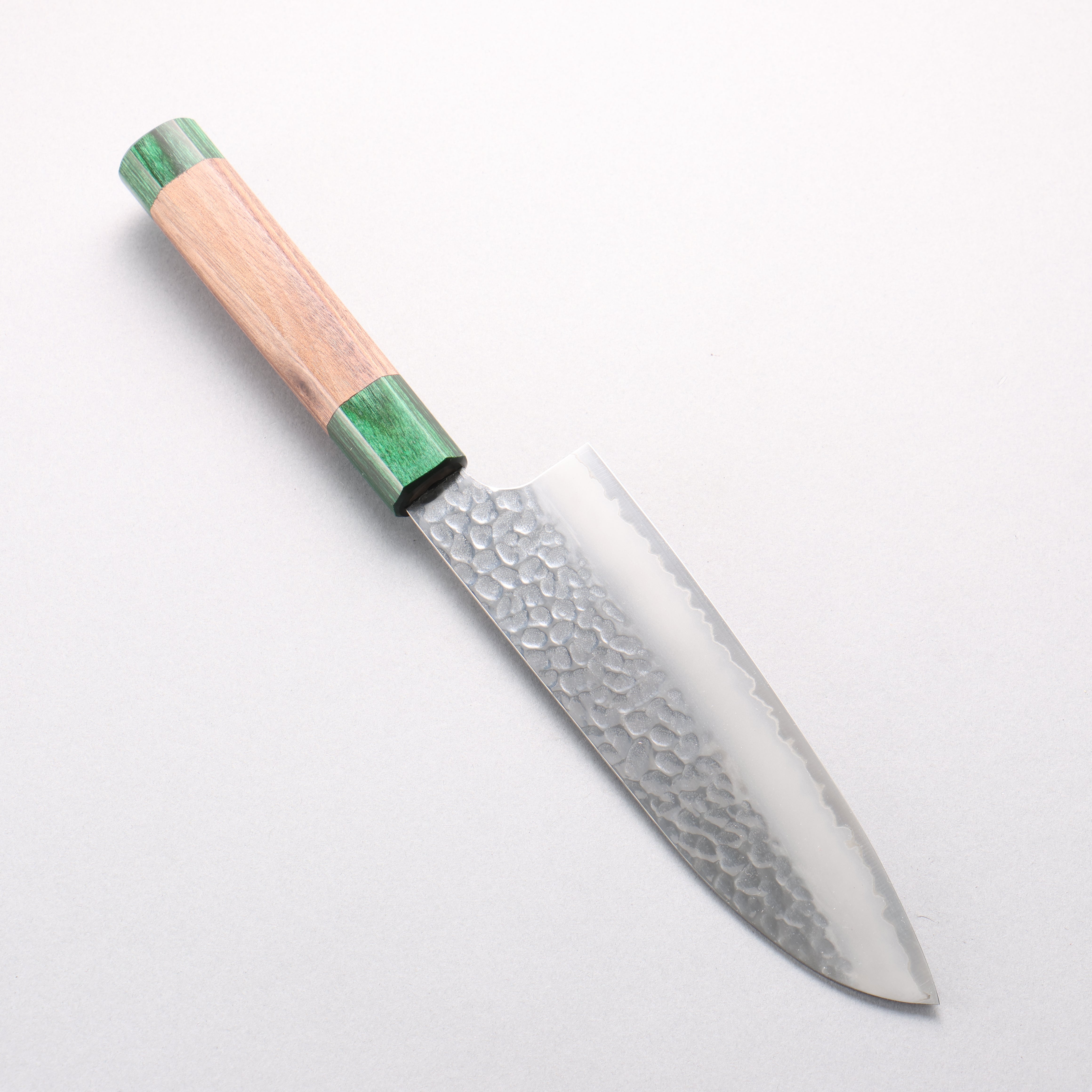 Seisuke HAP40 Hammered Santoku 170mm Walnut (With Double Green Pakka wood) Handle - Japanny - Best Japanese Knife