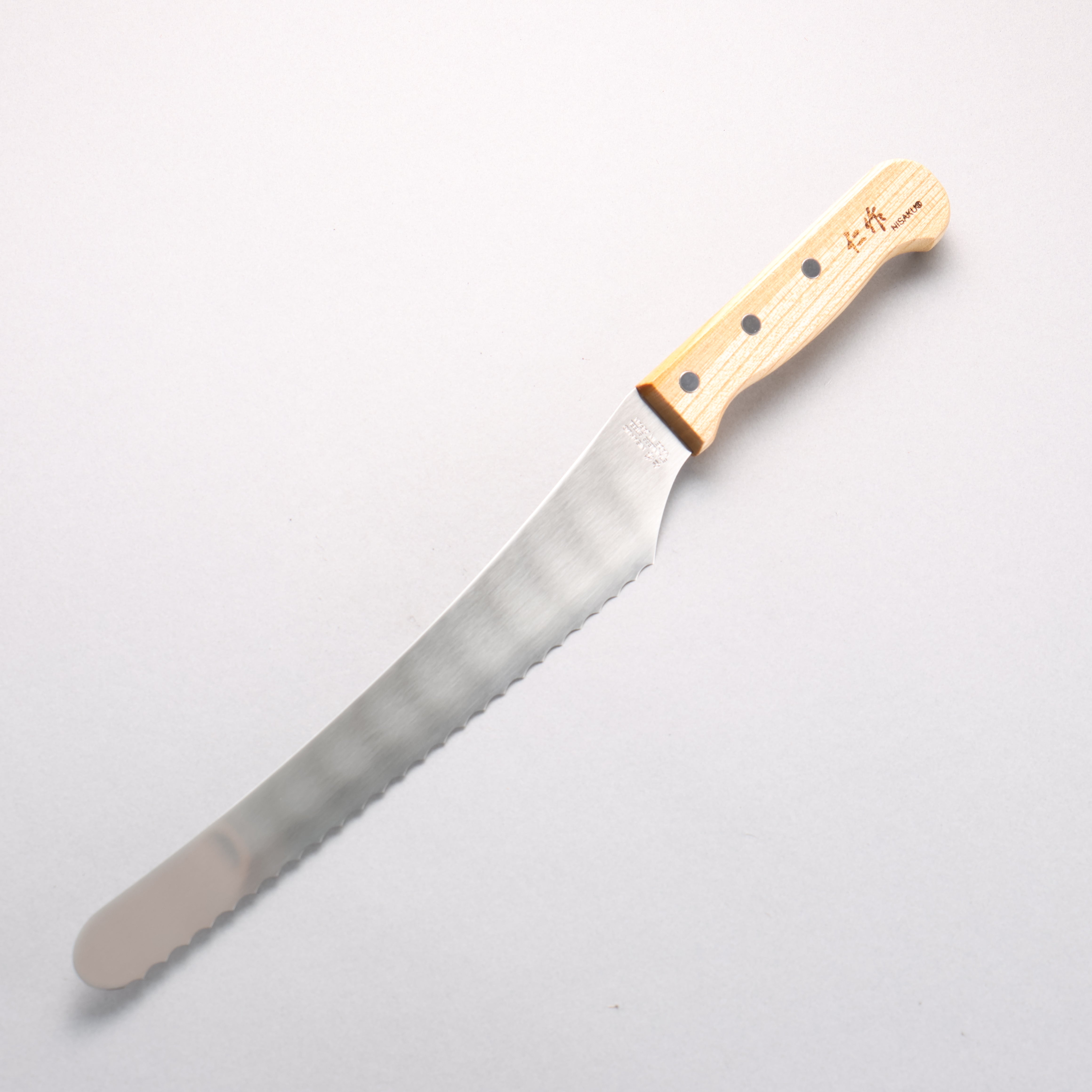 Nisaku Stainless Steel Serrated Bread Knife 240mm Natural wood Handle - Japanny - Best Japanese Knife