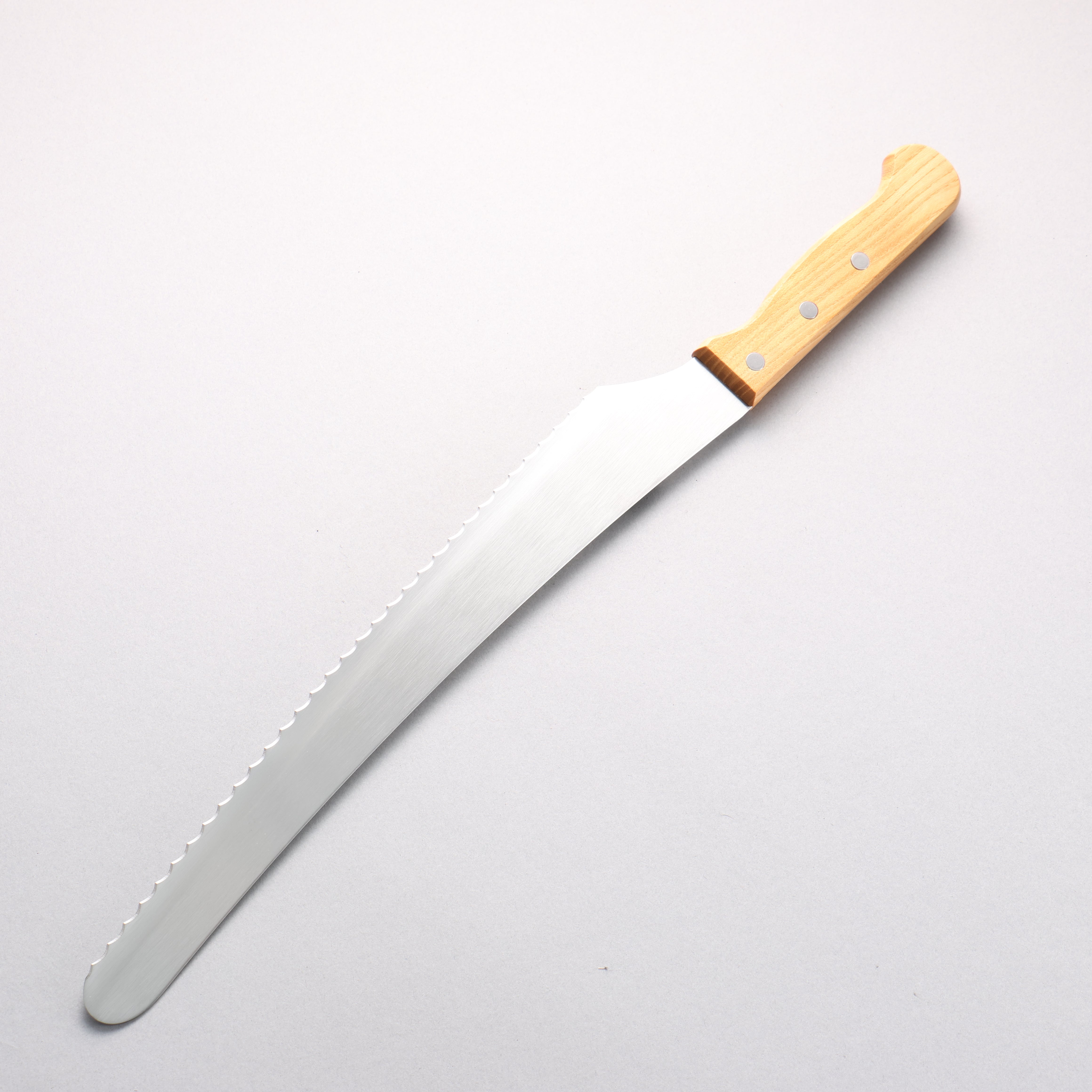 Nisaku Stainless Steel Serrated Bread Knife 300mm Natural wood Handle - Japanny - Best Japanese Knife