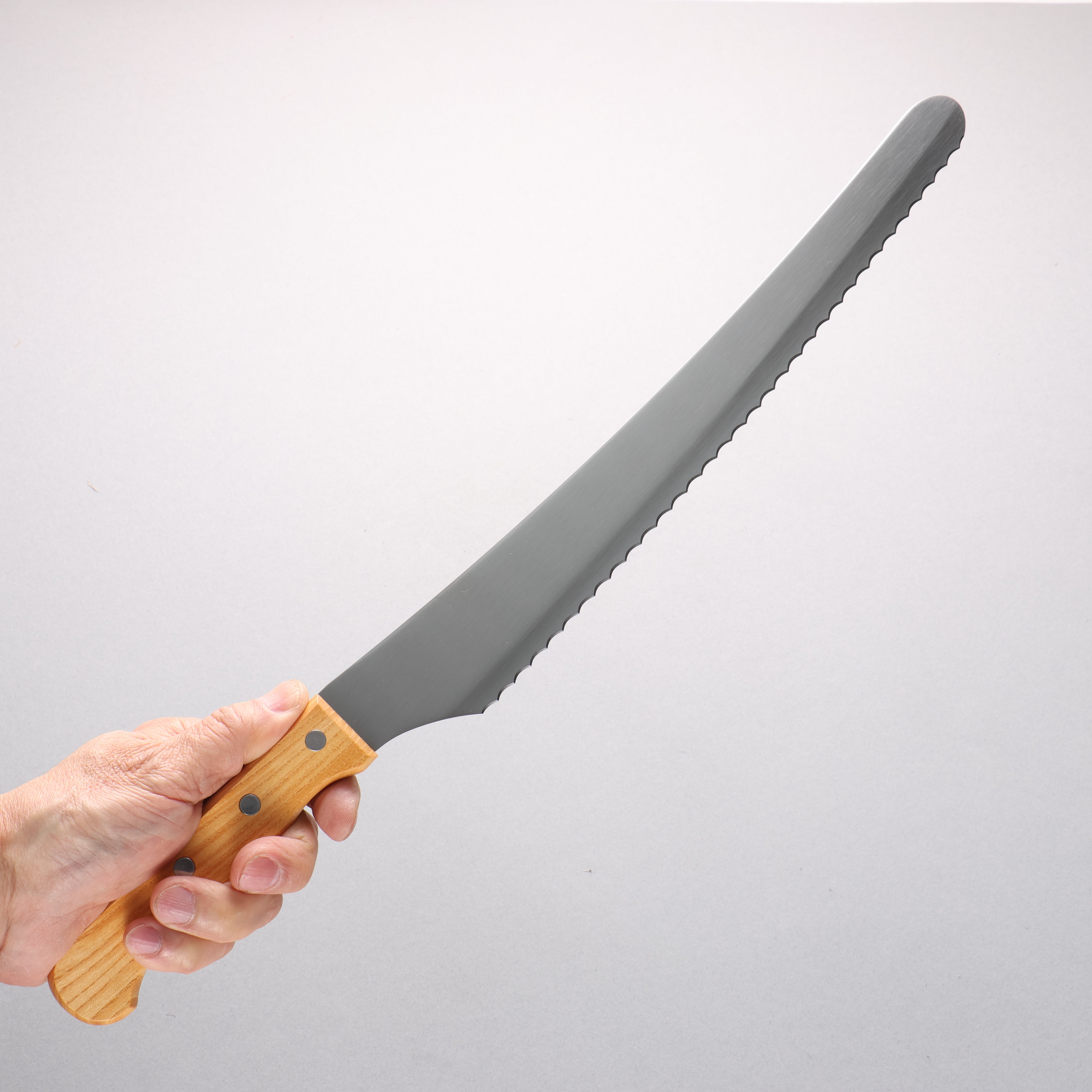 Nisaku Stainless Steel Serrated Bread Knife 300mm Natural wood Handle - Japanny - Best Japanese Knife